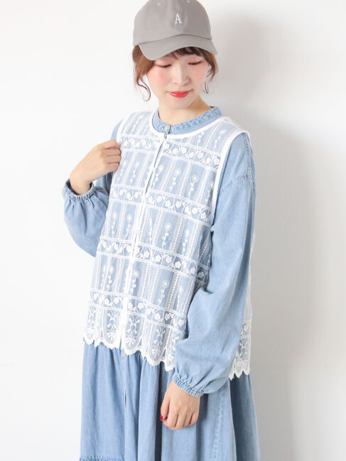 Samansa Mos2「裾スカラップレースベスト」|シャツ・ブラウス|