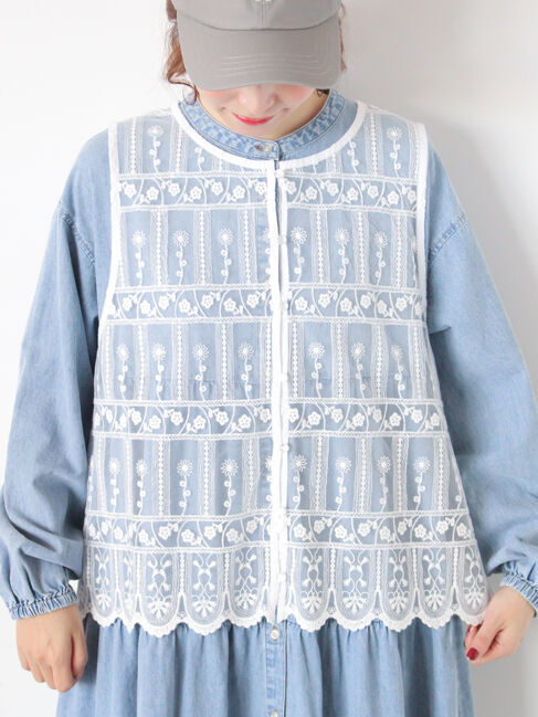 Samansa Mos2「裾スカラップレースベスト」|シャツ・ブラウス|