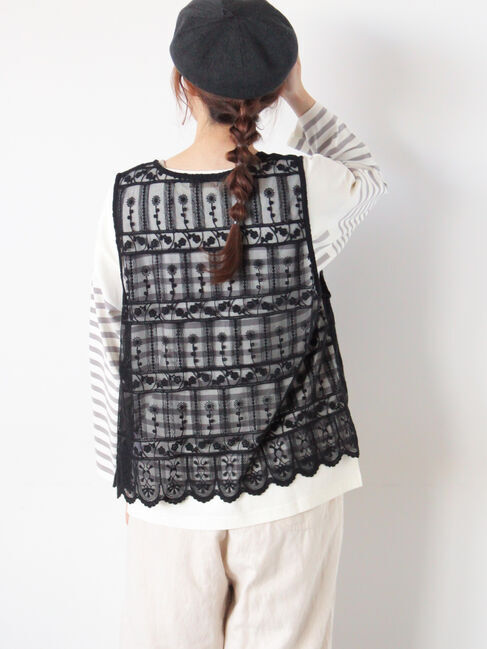 Samansa Mos2「裾スカラップレースベスト」|シャツ・ブラウス|