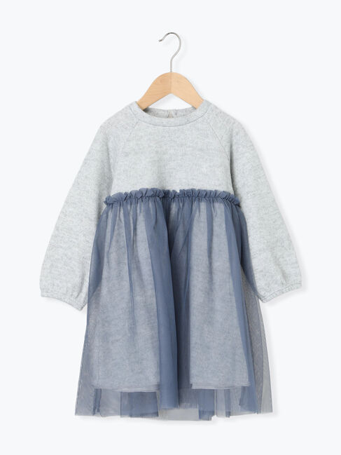 Samansa Mos2 Lagom「チュールドッキングニットソーワンピース」|ワンピース|グレー