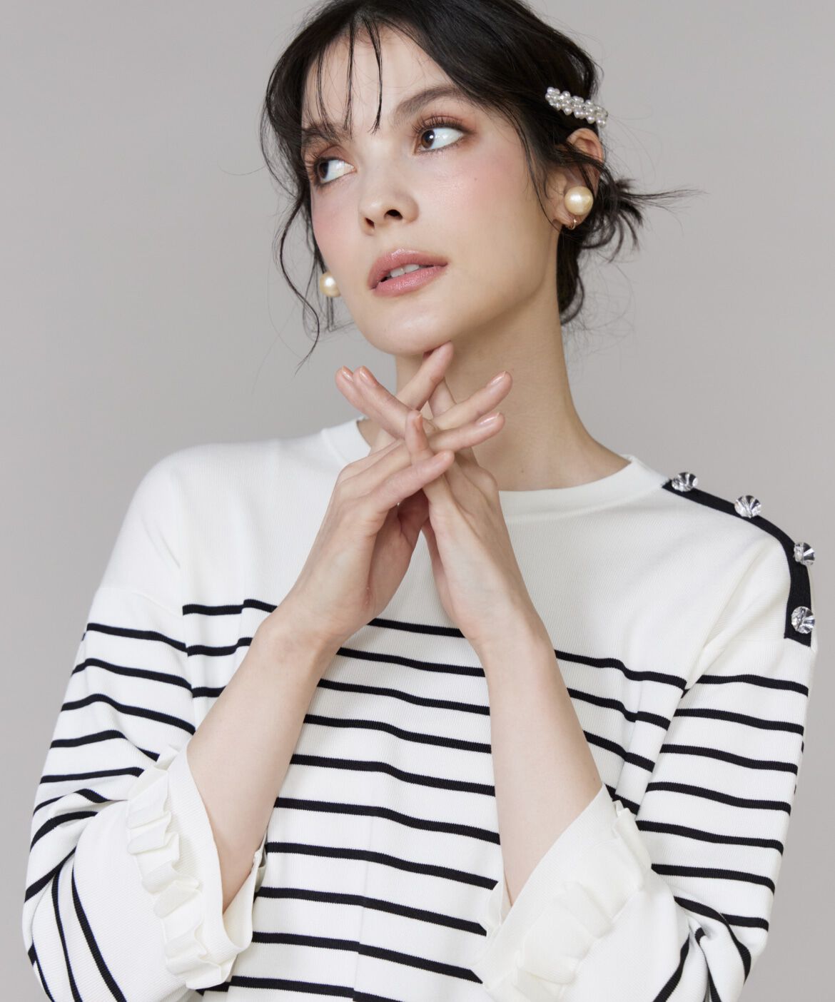 Maglie le cassetto「袖フリルニットプルオーバー」|ニット・セーター|