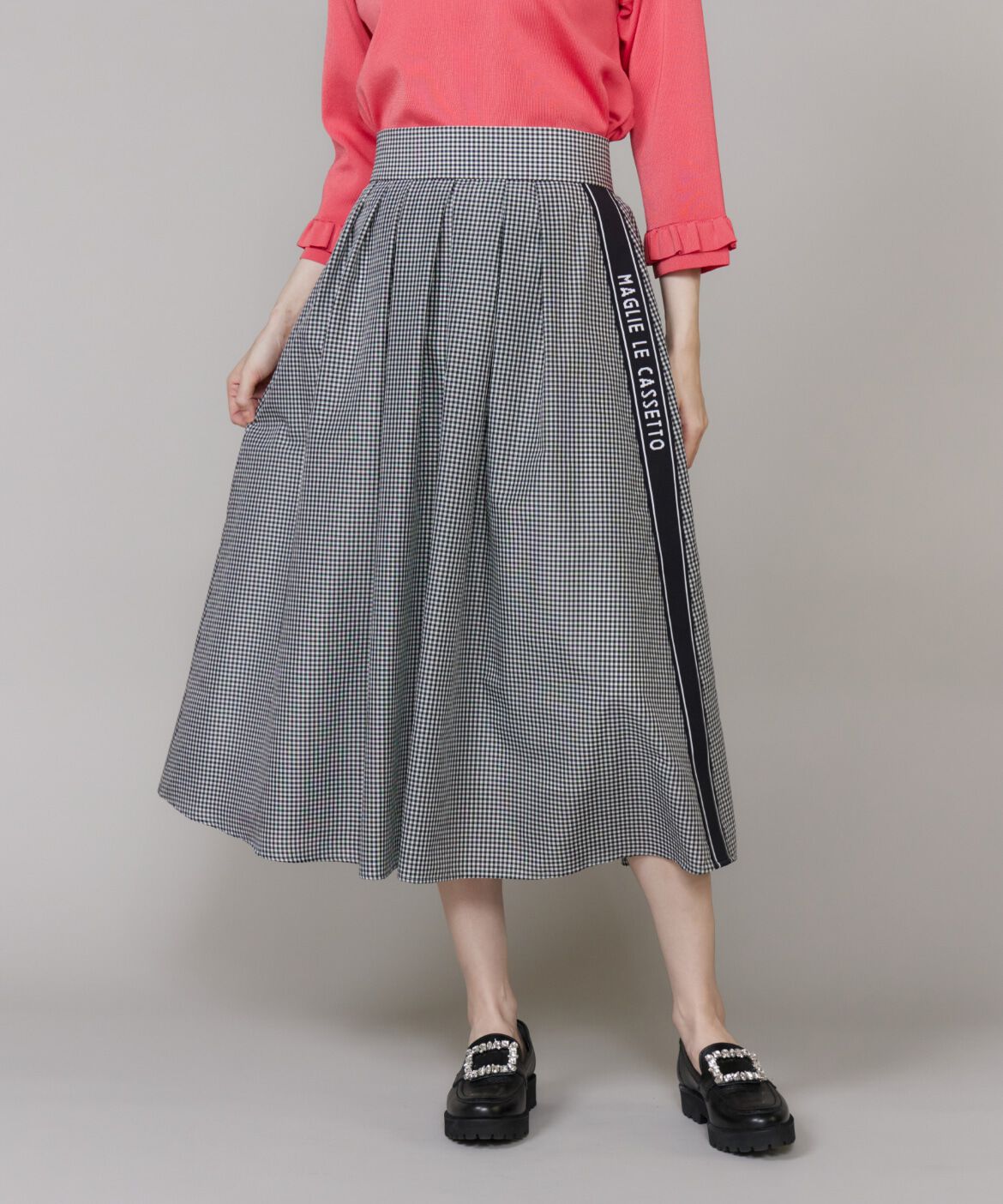 Maglie le cassetto「《M Maglie le cassetto》ロゴテープタックスカート」|スカート|格子2