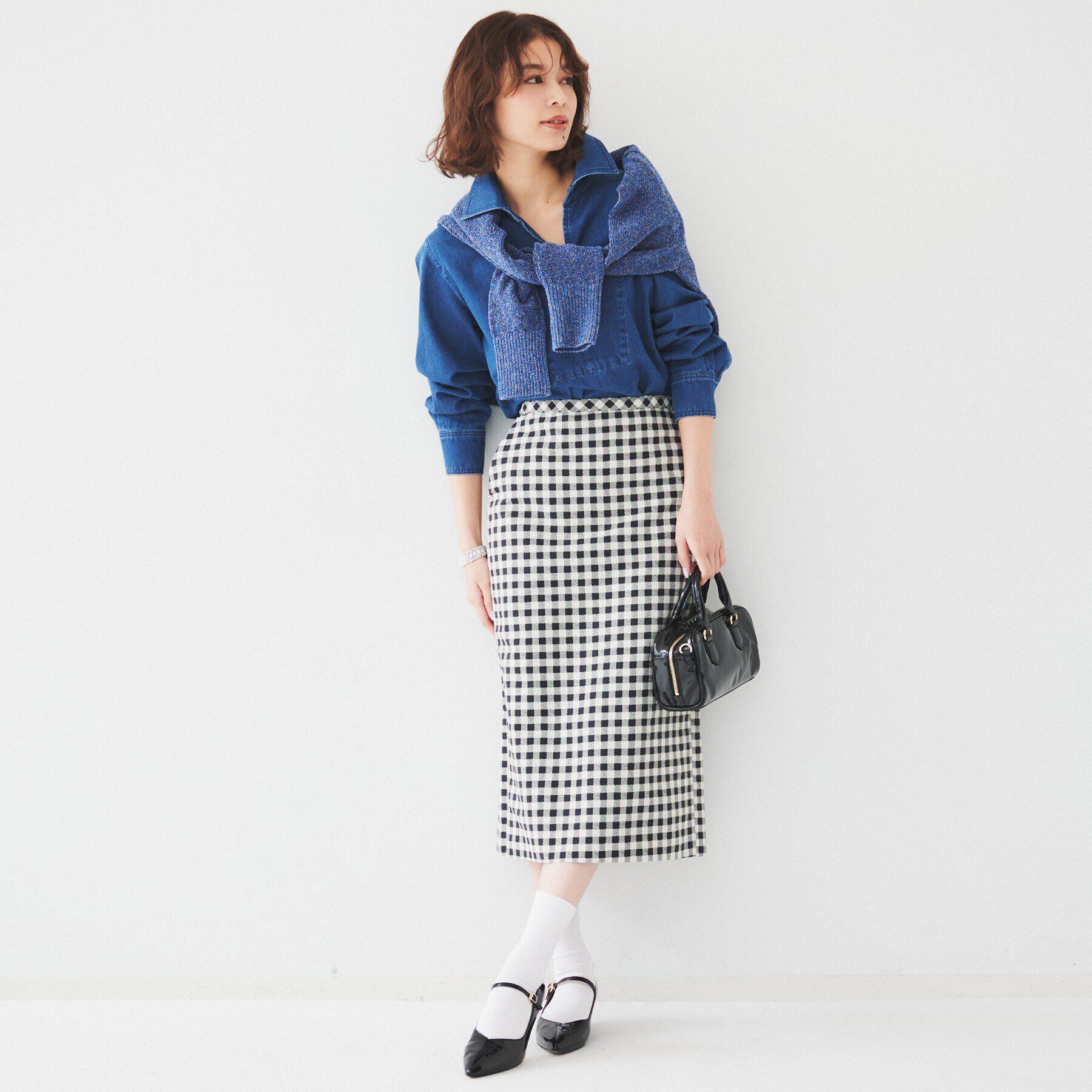 UNTITLED「【セットアップ可能】ギンガムチェック ペンシルスカート」|スカート|