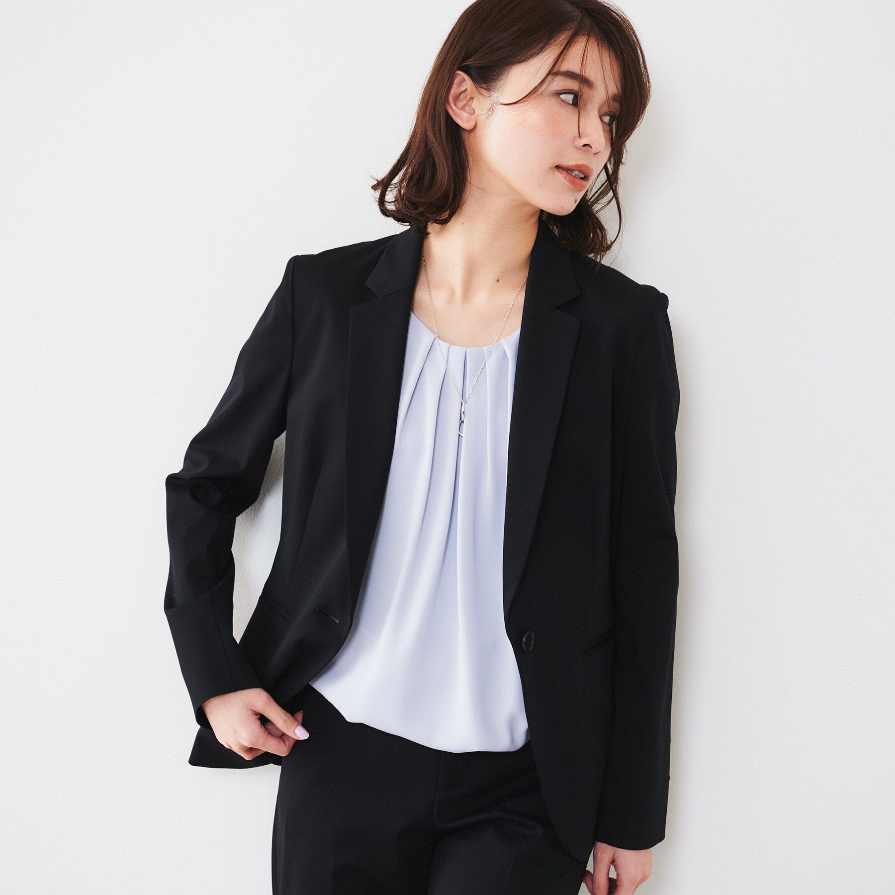UNTITLED「【通勤スーツ】コットン混ジャージ テーラードジャケット」|テーラードジャケット|ブラック(019)