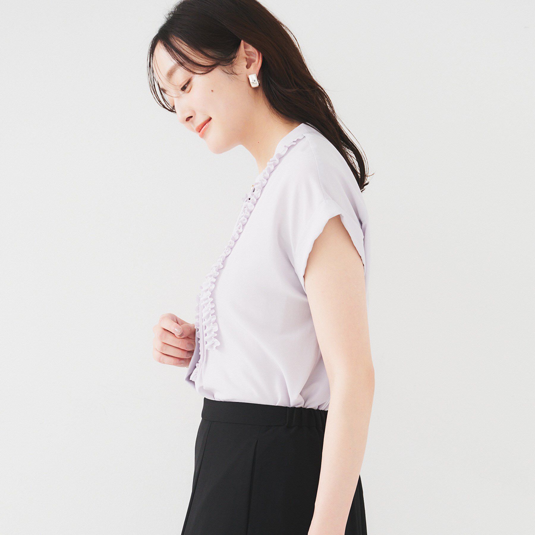 UNTITLED「【吸水速乾/UVケア】フィブリルフリルブラウス」|シャツ・ブラウス|