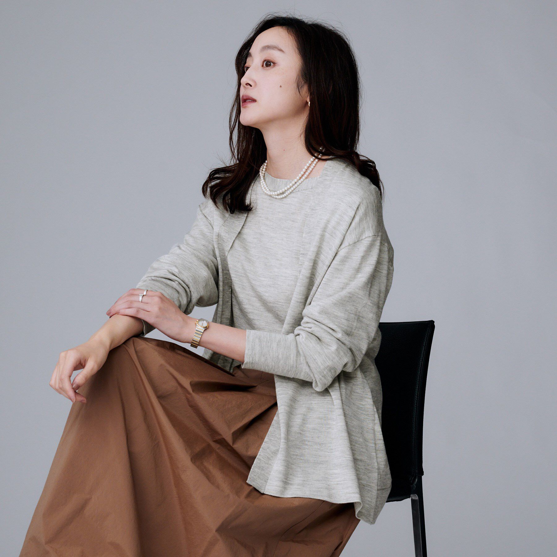 UNTITLED「【アンサンブル可/洗える/ボタンなし】シルクウールカシミヤ 着流しカーディガン」|カーディガン|