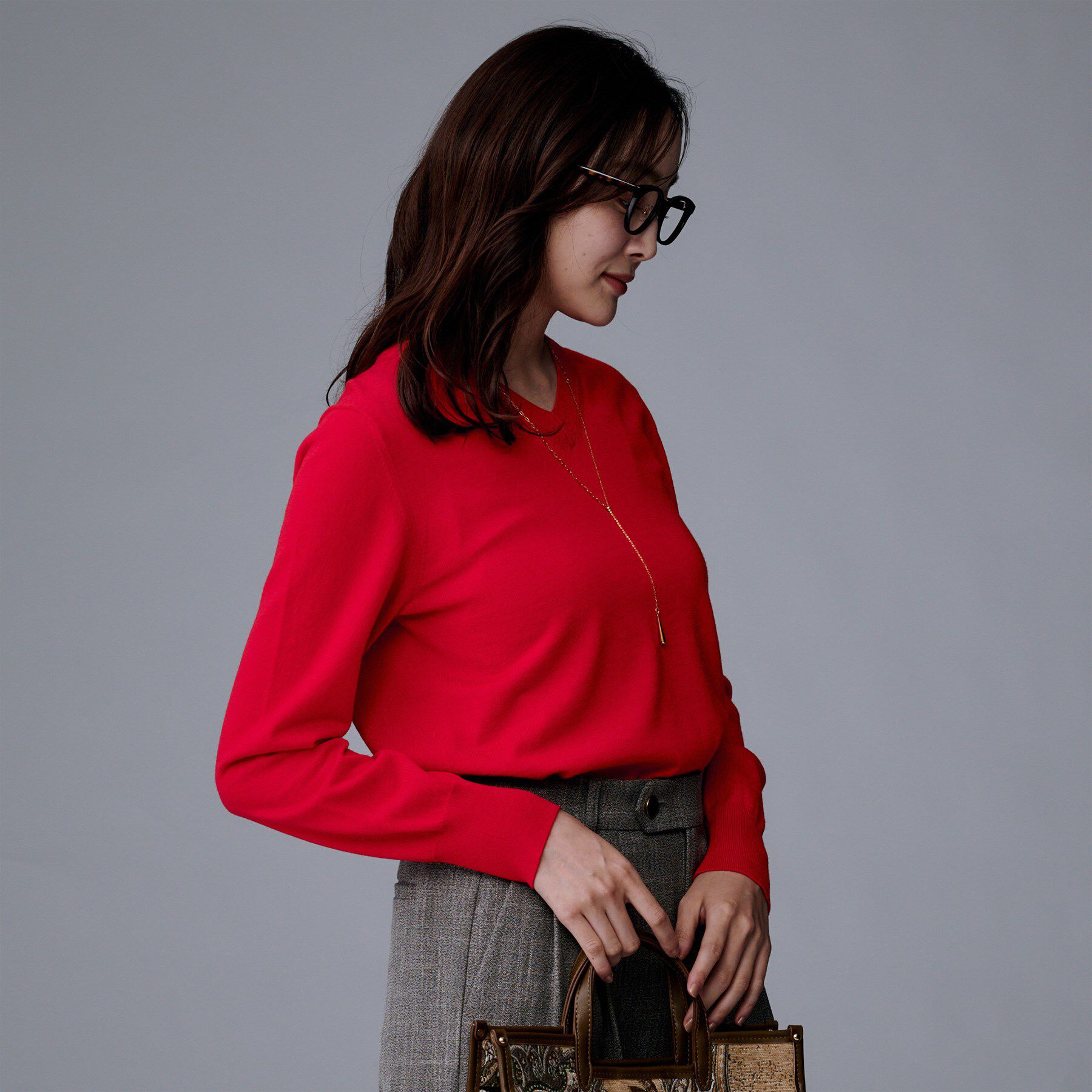 UNTITLED「【洗える/ウール100%】Vネックウールニット」|ニット・セーター|