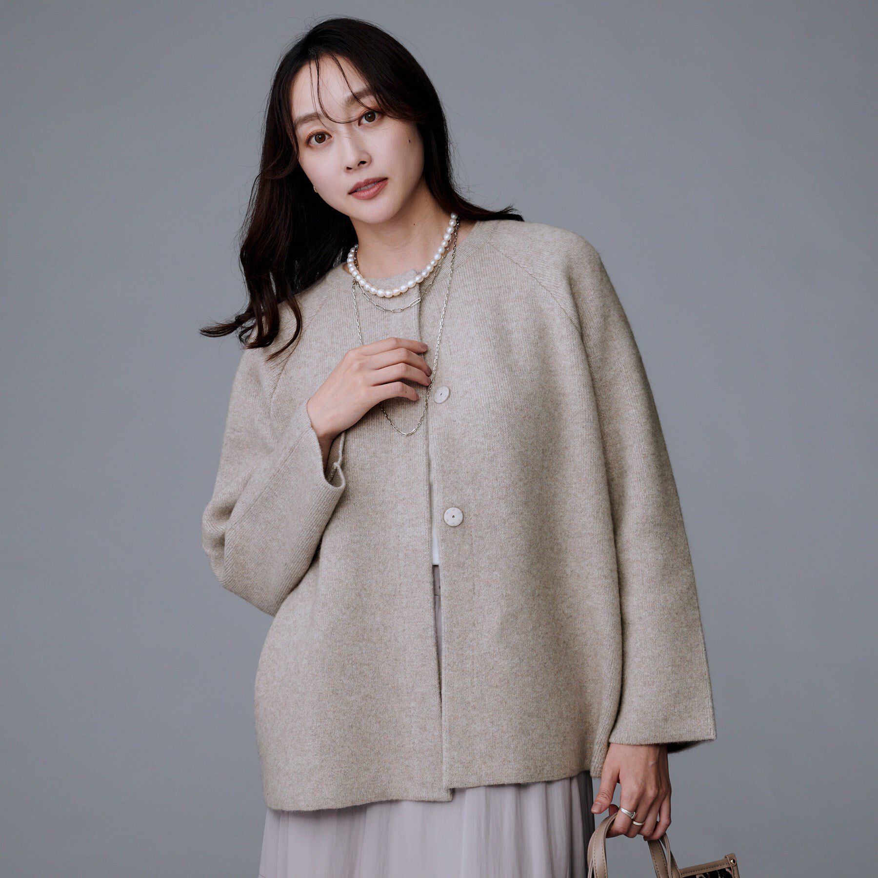 UNTITLED「【軽アウター/ミドル丈】ウールニットコーディガン」|カーディガン|