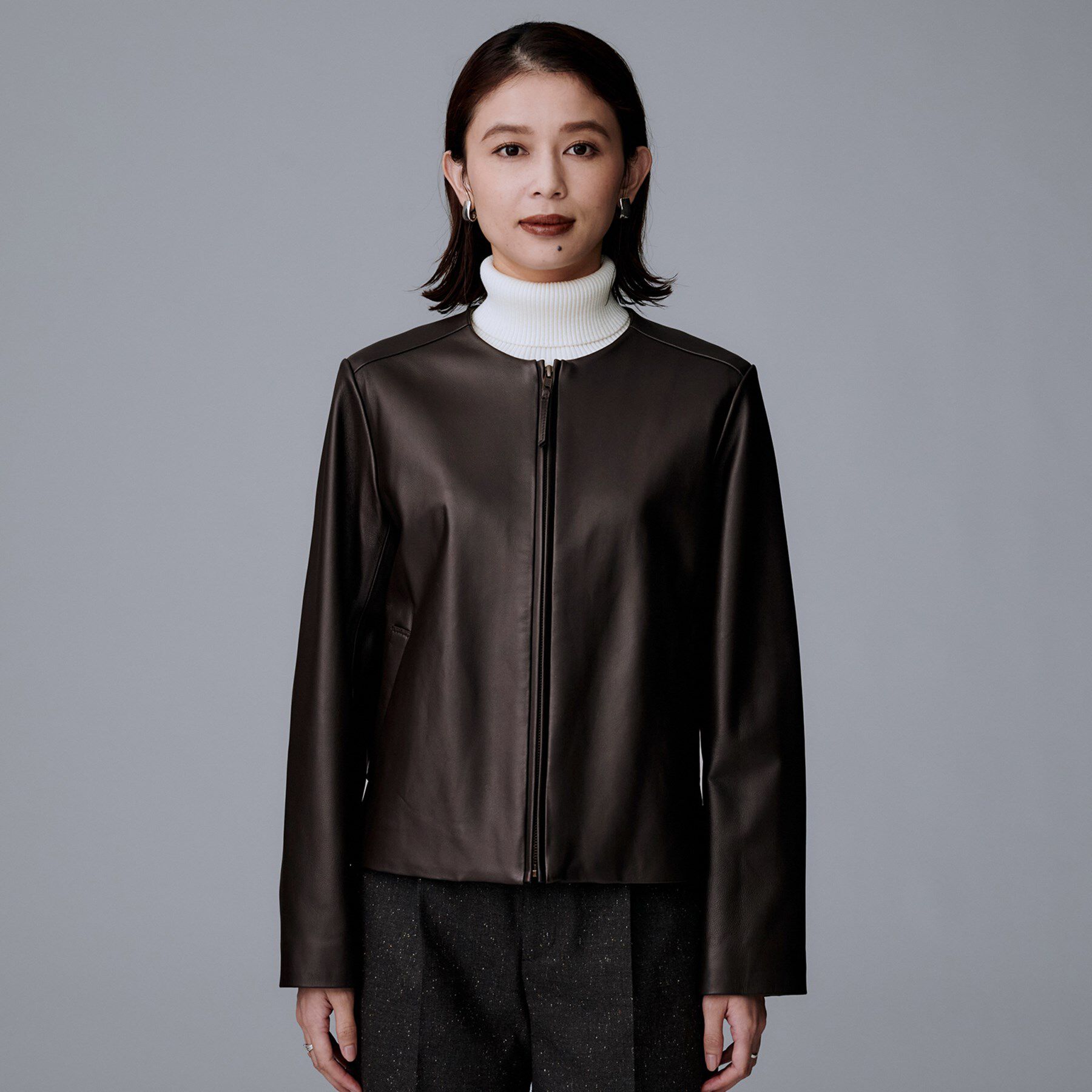 UNTITLED「【着丈短め/柔らかな質感】ラムレザージャケット」|ライダースジャケット|