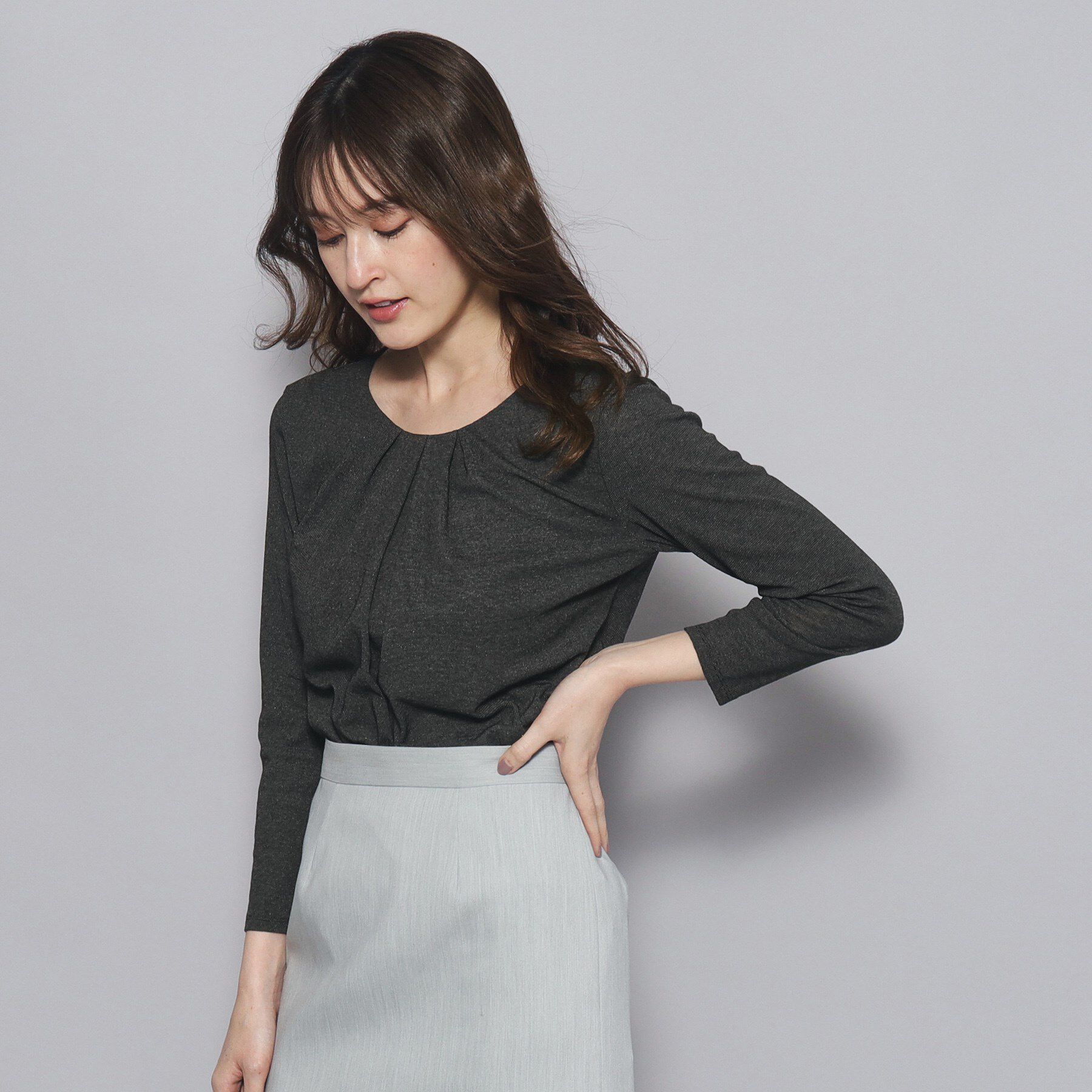 COUP DE CHANCE「【洗える／日本製／ラメ入り】上品ラウンドネックプルオーバー」|Tシャツ・カットソー|