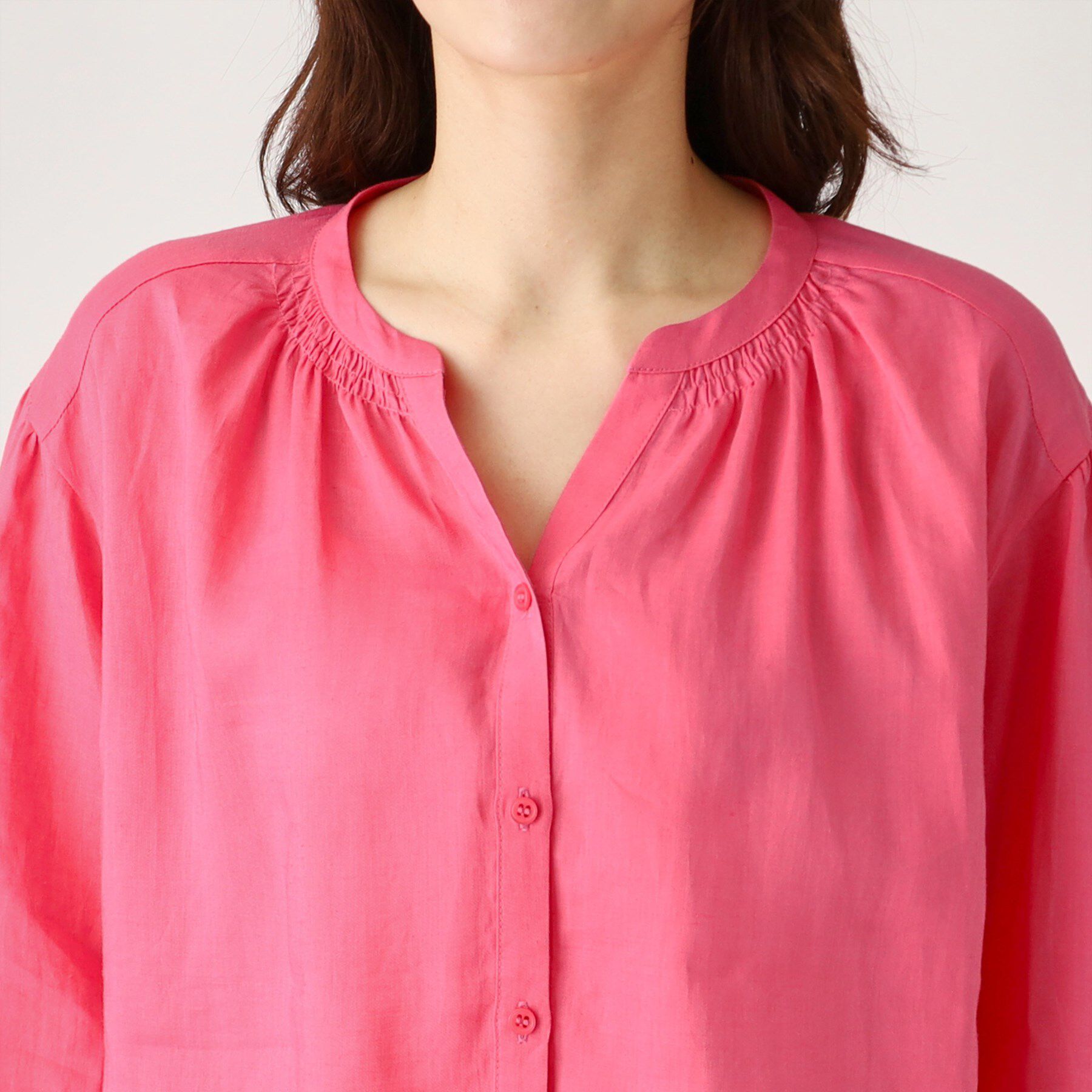 COUP DE CHANCE「【ラミー100％／洗える】ギャザーブラウス」|シャツ・ブラウス|