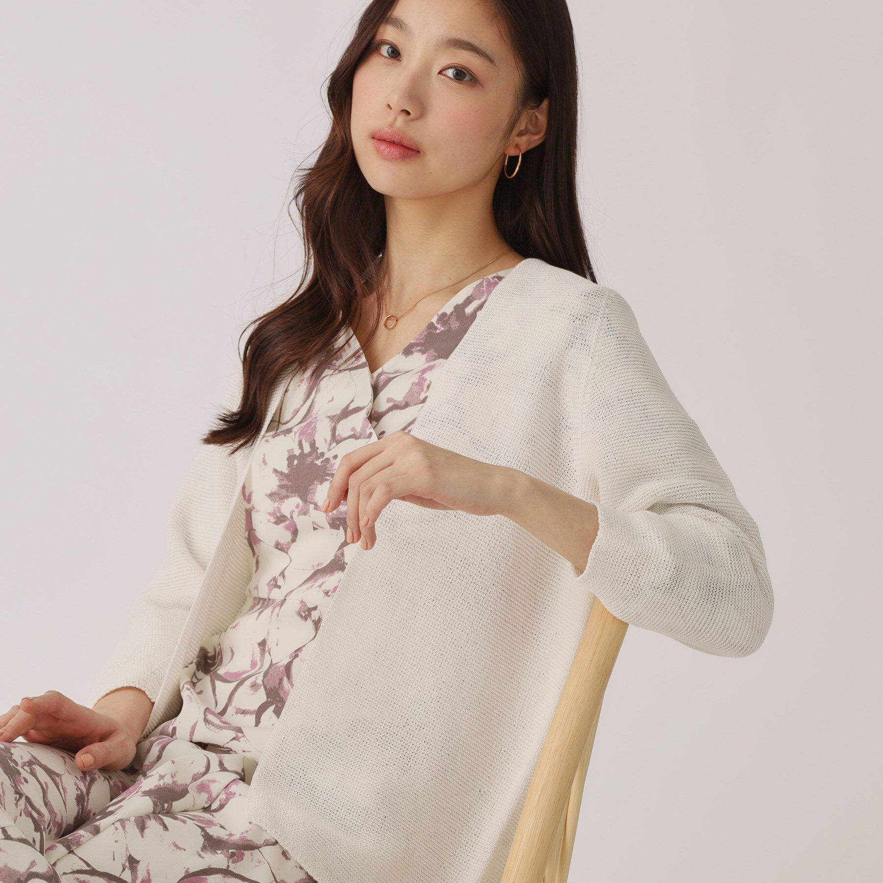 COUP DE CHANCE「【洗える／日本製／ヒップ丈】着流しカーディガン」|カーディガン|ホワイト(001)