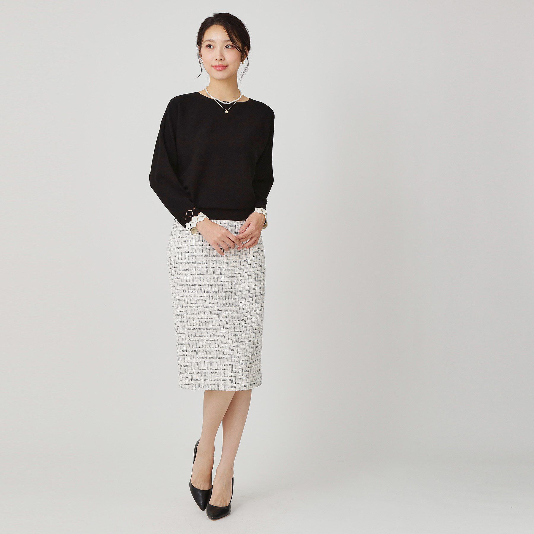 COUP DE CHANCE「【手洗い可】袖透かし柄ニットトップス」|ニット・セーター|