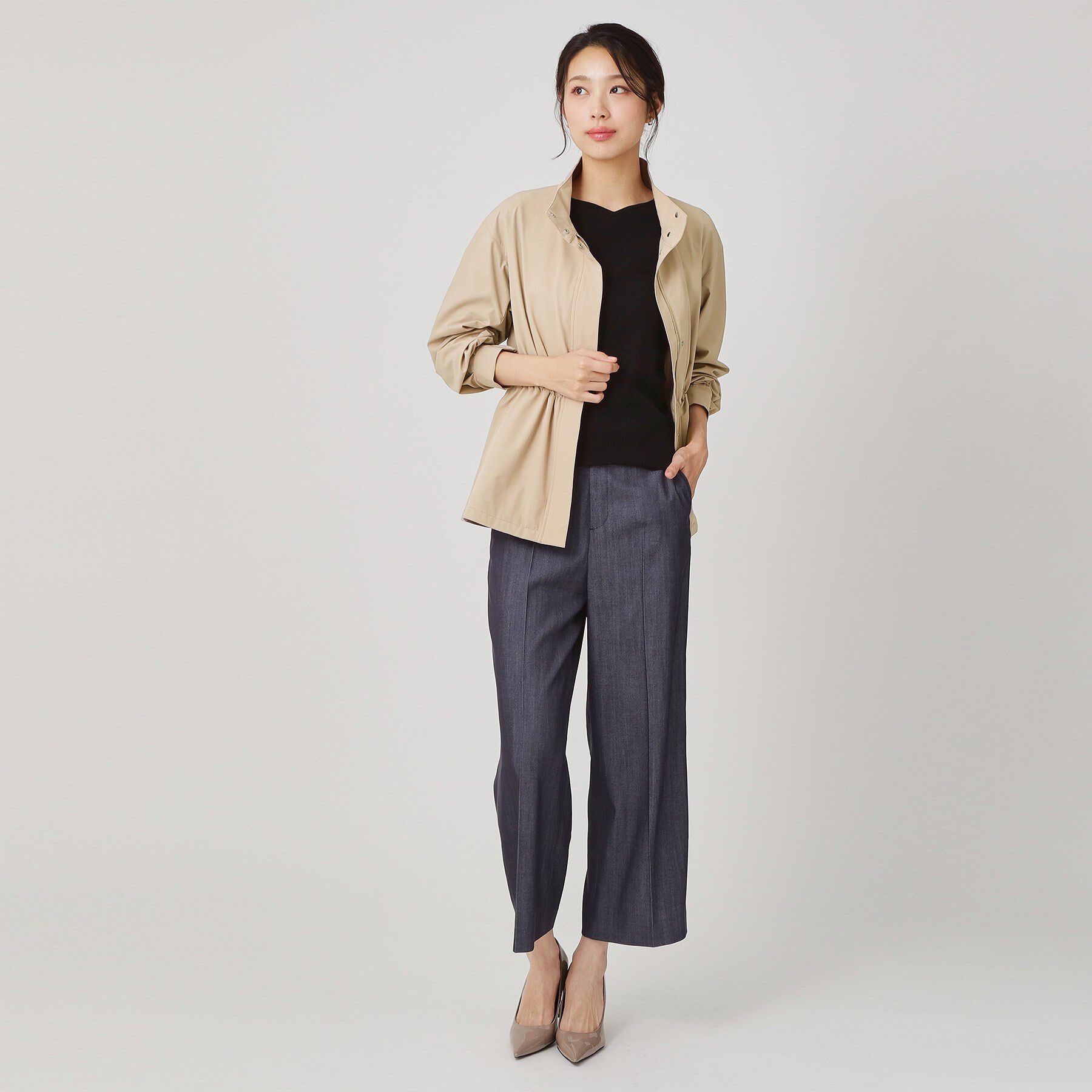 COUP DE CHANCE「【手洗い可／裏地なし／ウエスト絞り可】スタンド衿ブルゾン」|ブルゾン・スタジャン|