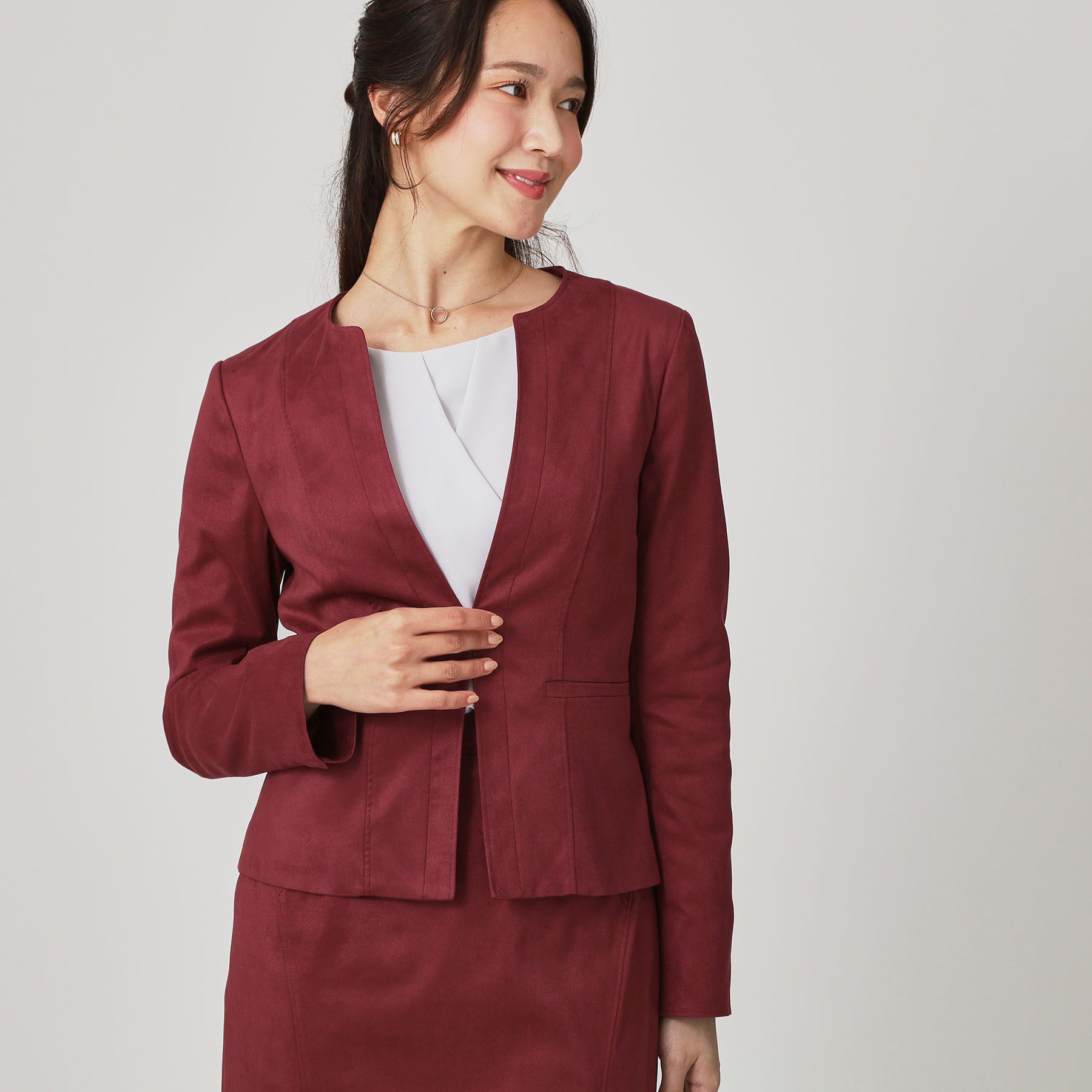 COUP DE CHANCE「【手洗い可／日本製】スェード調ノーカラージャケット」|ノーカラージャケット|