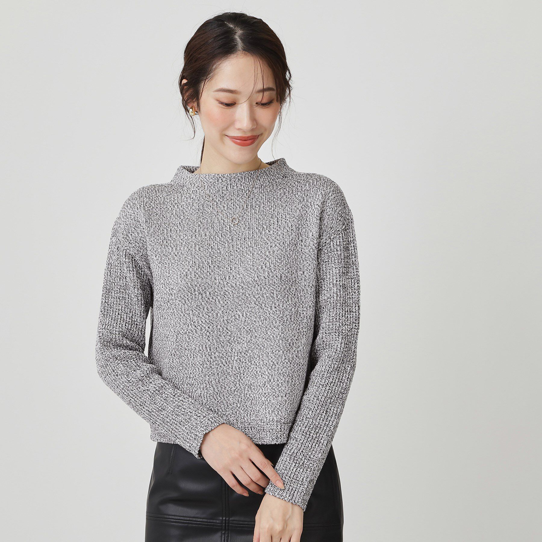 COUP DE CHANCE「【手洗い可／日本製／短め丈】編地変化のニットトップス」|ニット・セーター|