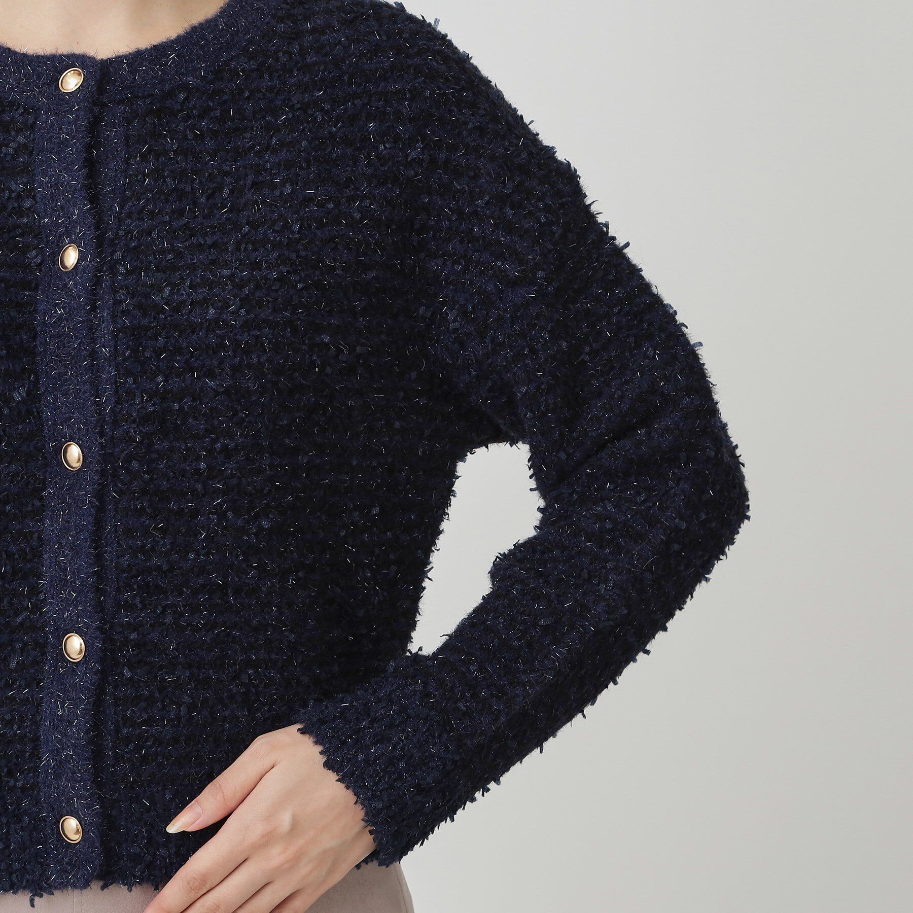 COUP DE CHANCE「【手洗い可】ラメフェザーのニットカーディガン」|カーディガン|