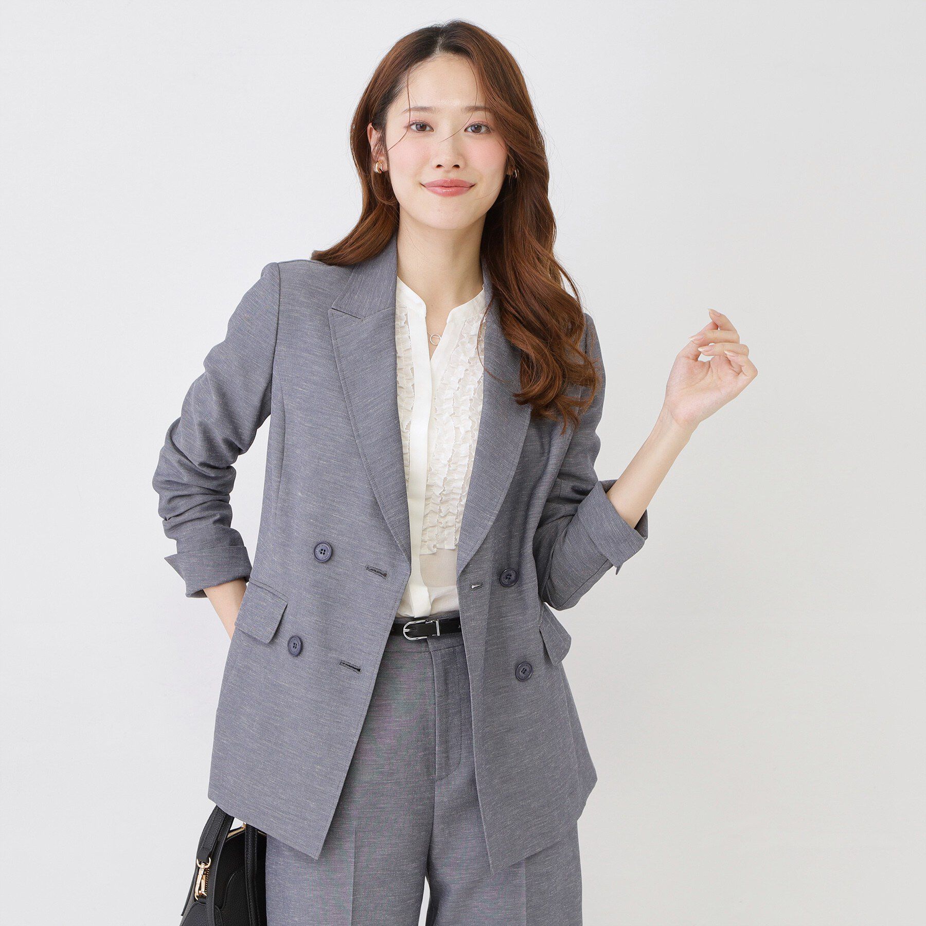 COUP DE CHANCE「【手洗い可／日本製／裏地無し／清涼感／セットアップ可】ダブルジャケット」|テーラードジャケット|ブルー(092)