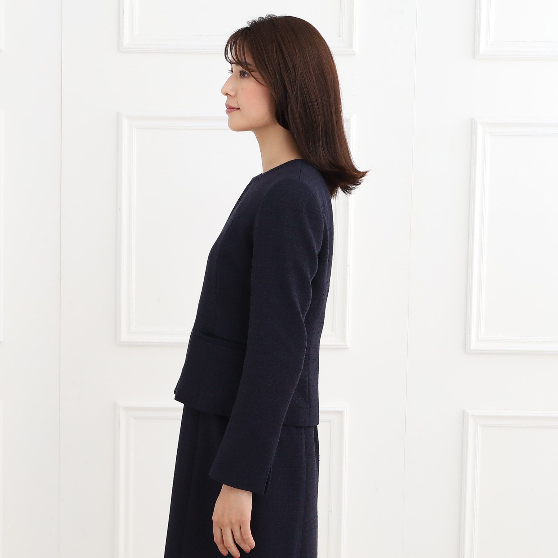 Reflect「【フォーマル/セットアップ可】ツイードジャケット」|ノーカラージャケット|