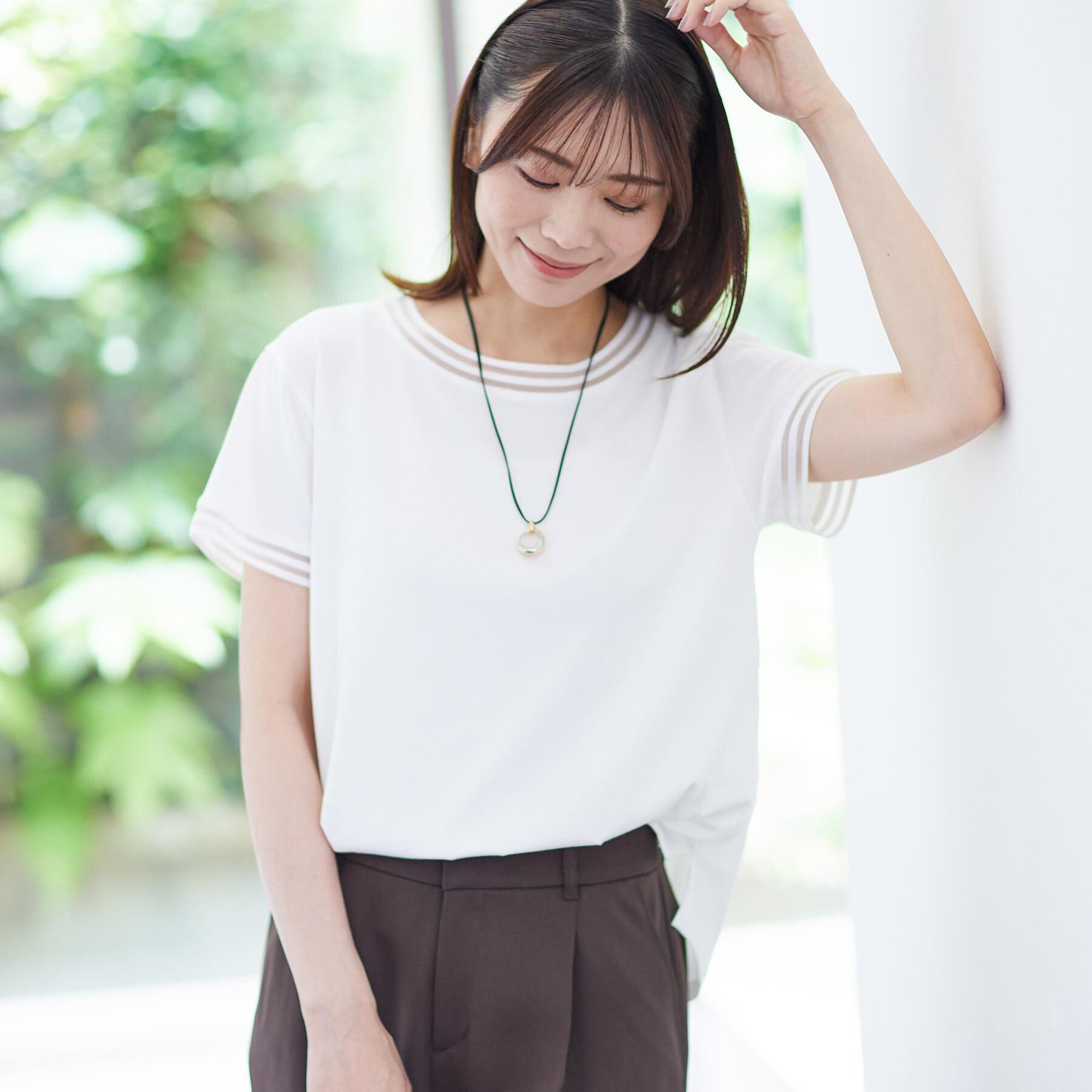 Reflect「【インナーにおすすめ◎】シアーネックデザインプルオーバー」|Tシャツ・カットソー|