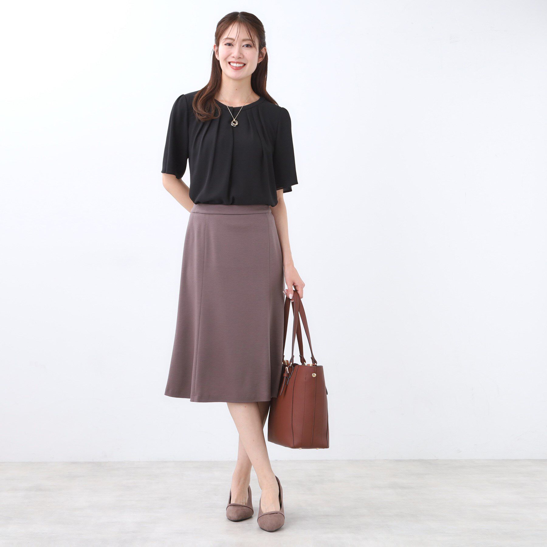 Reflect「【一枚着で着映え◎／ジャケットのインナーにも】フロント開きブラウス」|シャツ・ブラウス|