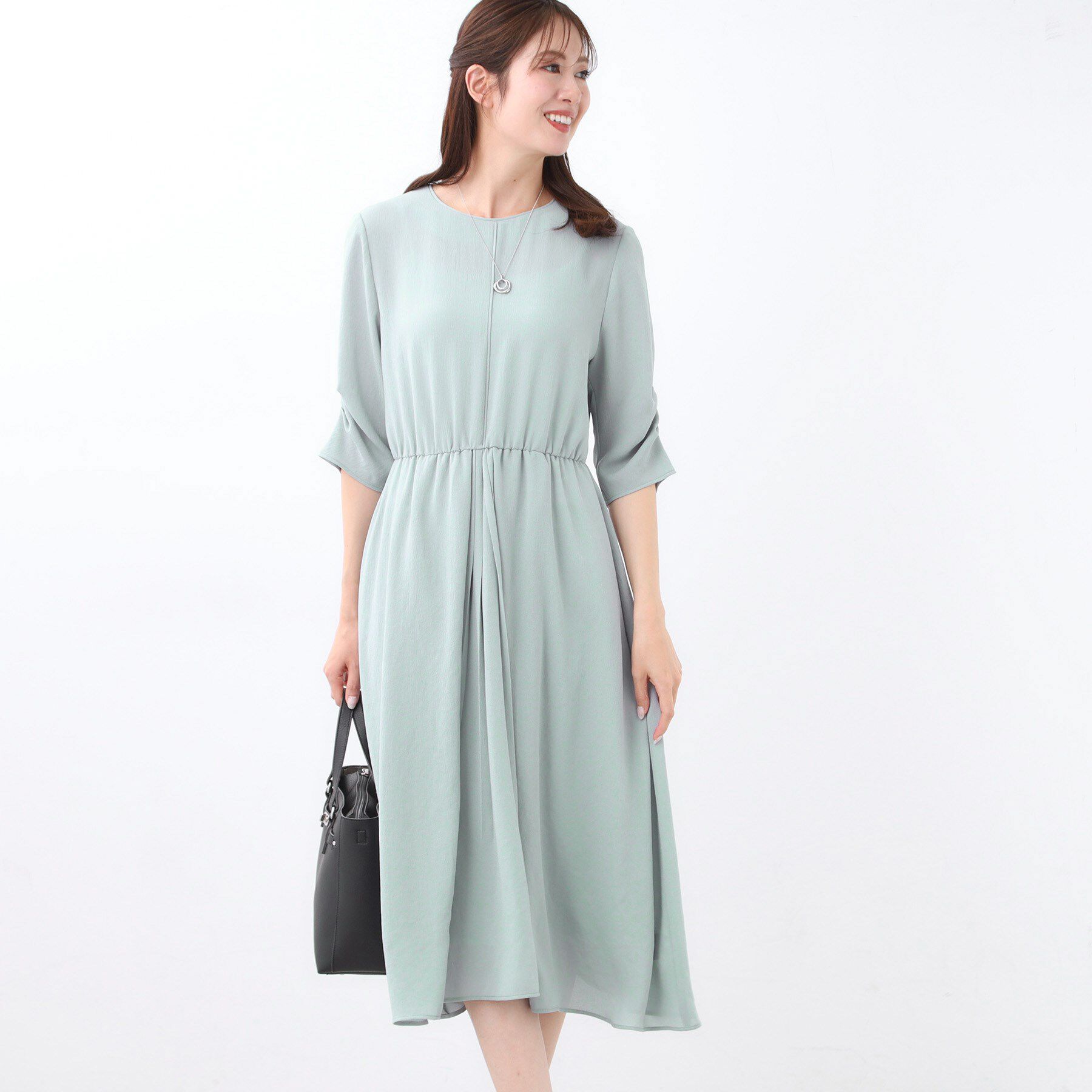 Reflect「【吸水速乾／防しわ】シルキープリーツワンピース」|ワンピース|サックスブルー(09