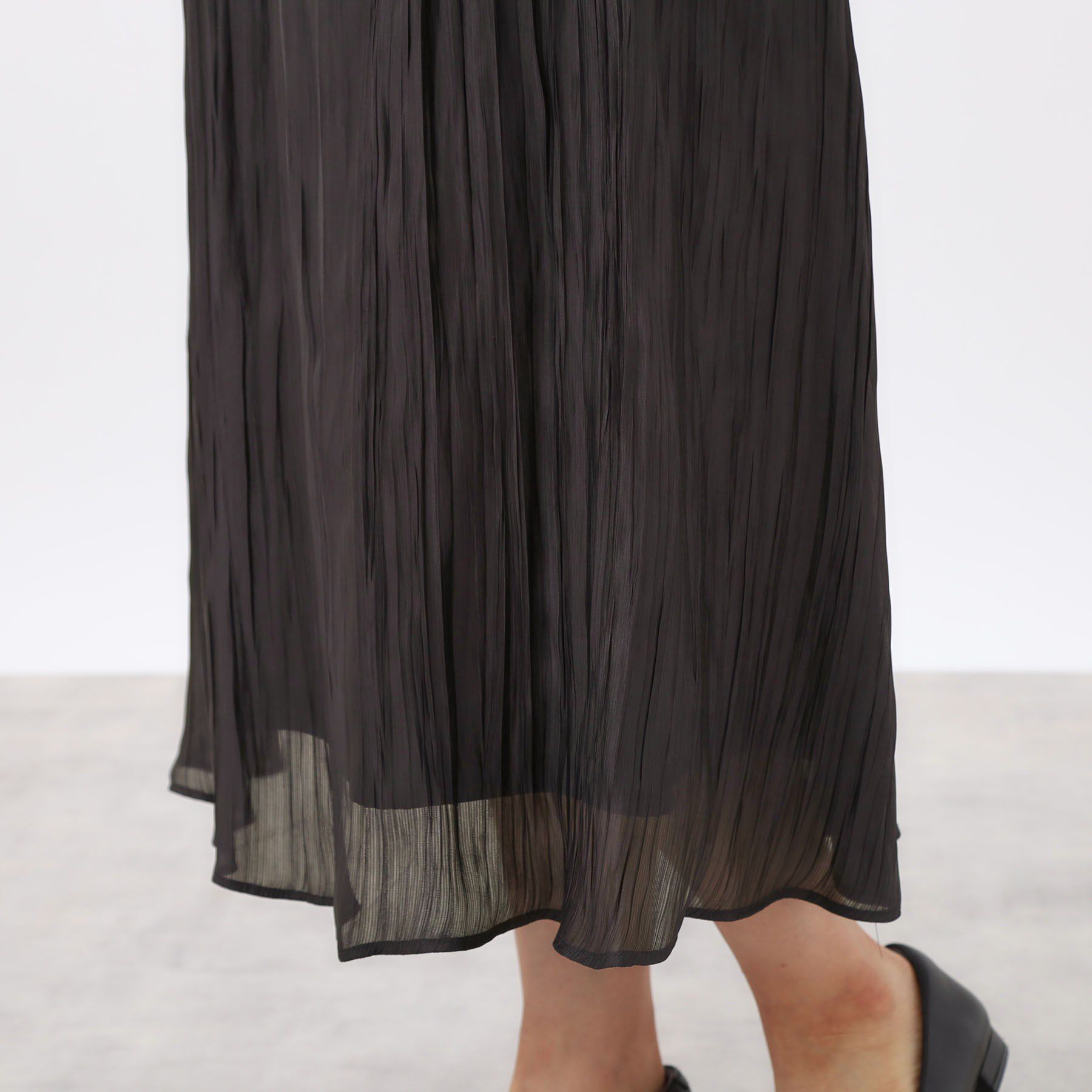 Reflect「【秋映え／華やかな揺れ感】ワッシャー加工タックフレアロングスカート」|スカート|