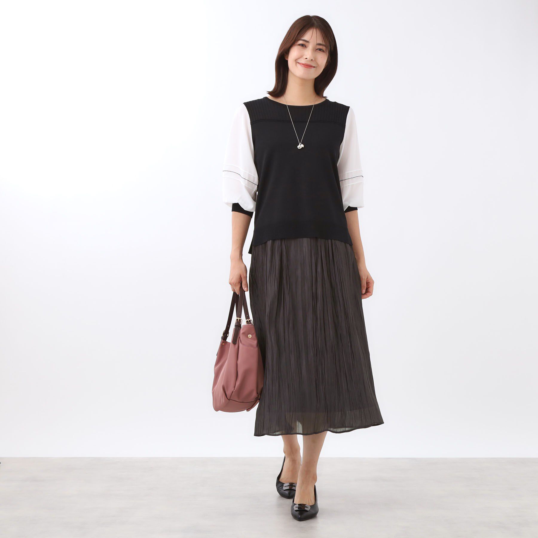 Reflect「【秋映え／華やかな揺れ感】ワッシャー加工タックフレアロングスカート」|スカート|