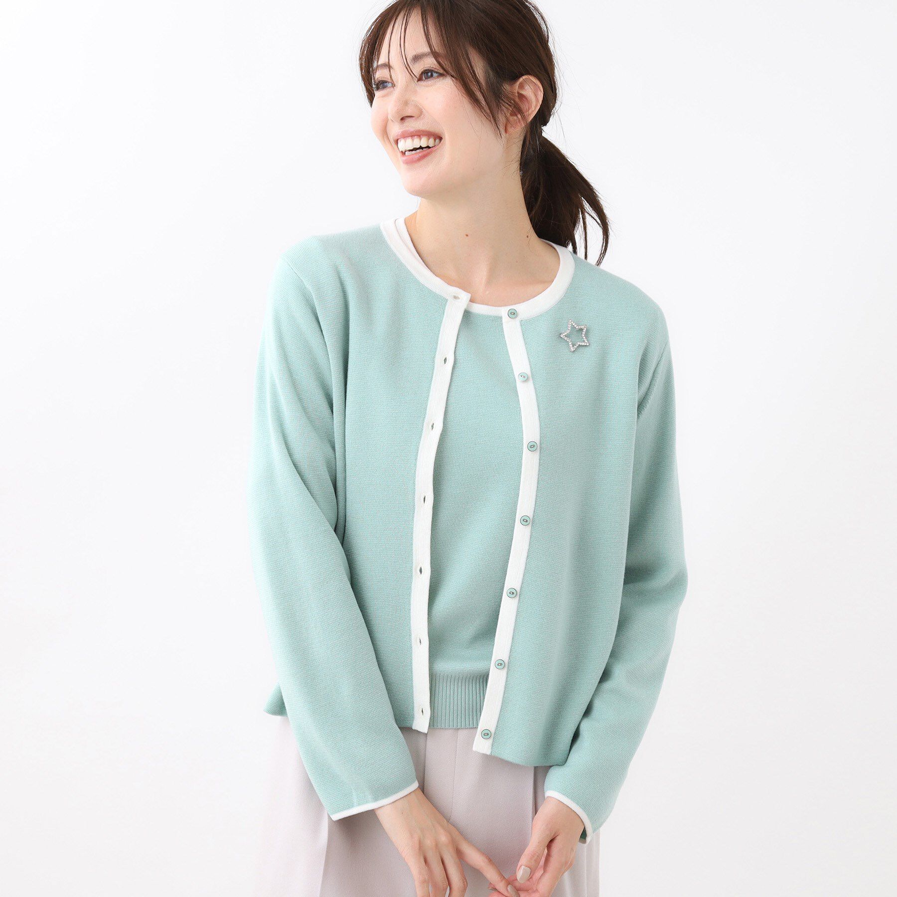 Reflect「【秋映え／単品使い◎／すっきり見え】ブローチ付きニットアンサンブル」|その他|