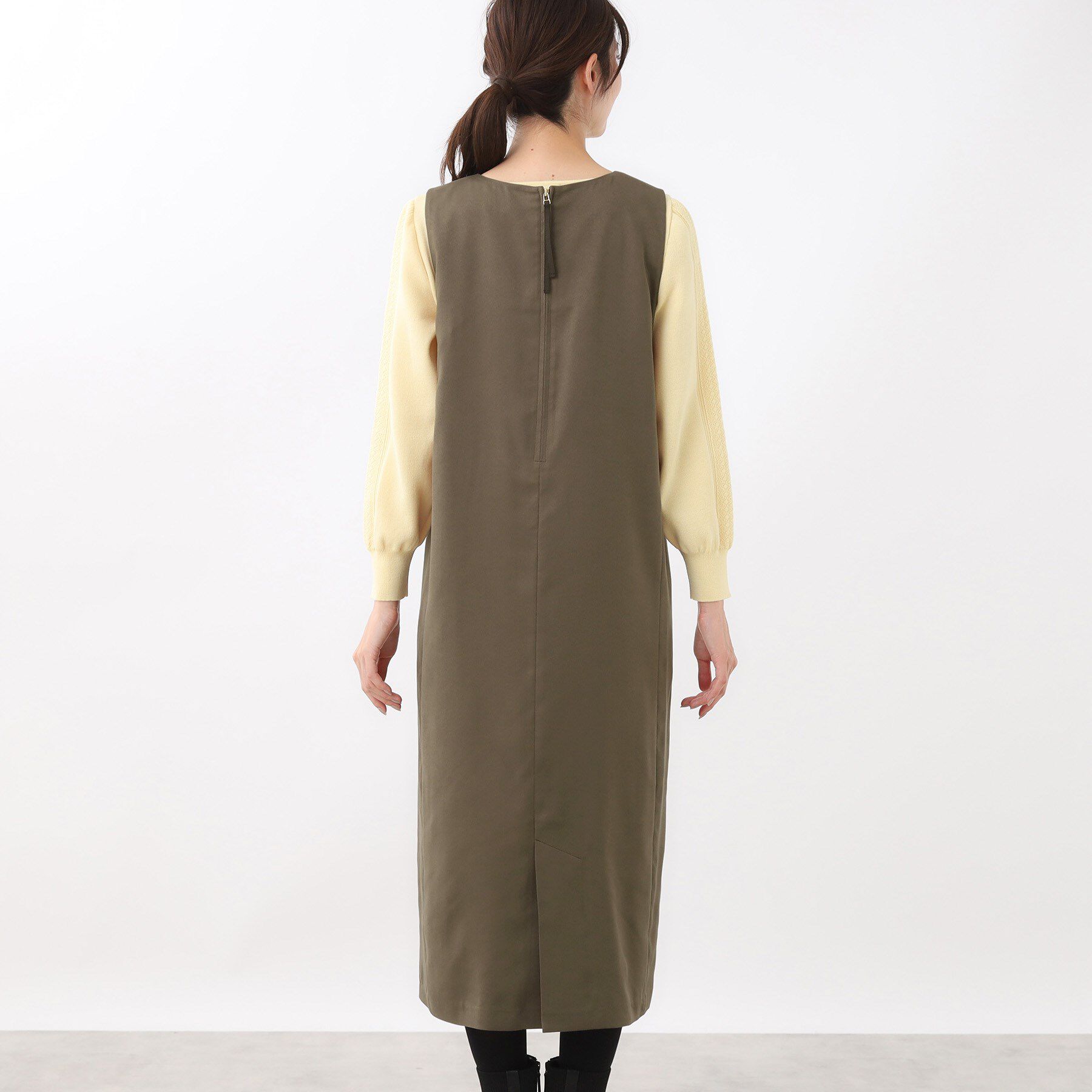 Reflect「【すっきりシルエット】スエードライクジャンパースカ―ト」|ワンピース|