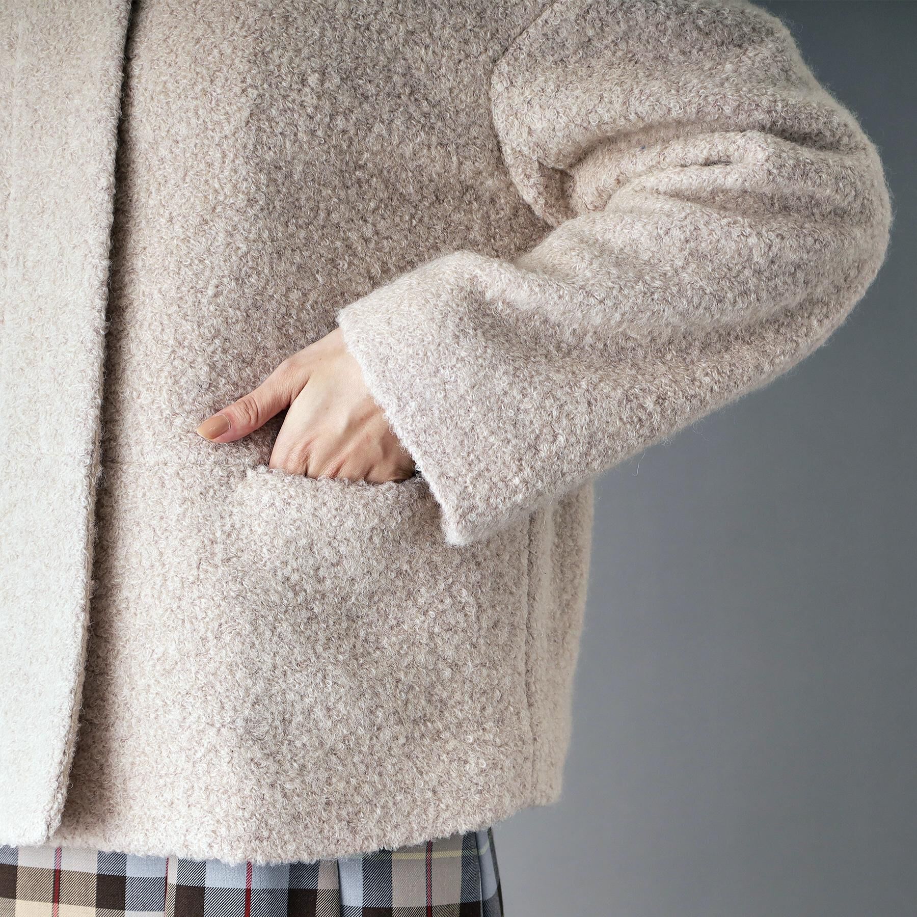 DRESSTERIOR「【CLASSY.12月号掲載】ループヤーンショートジャケット」|ノーカラーコート|