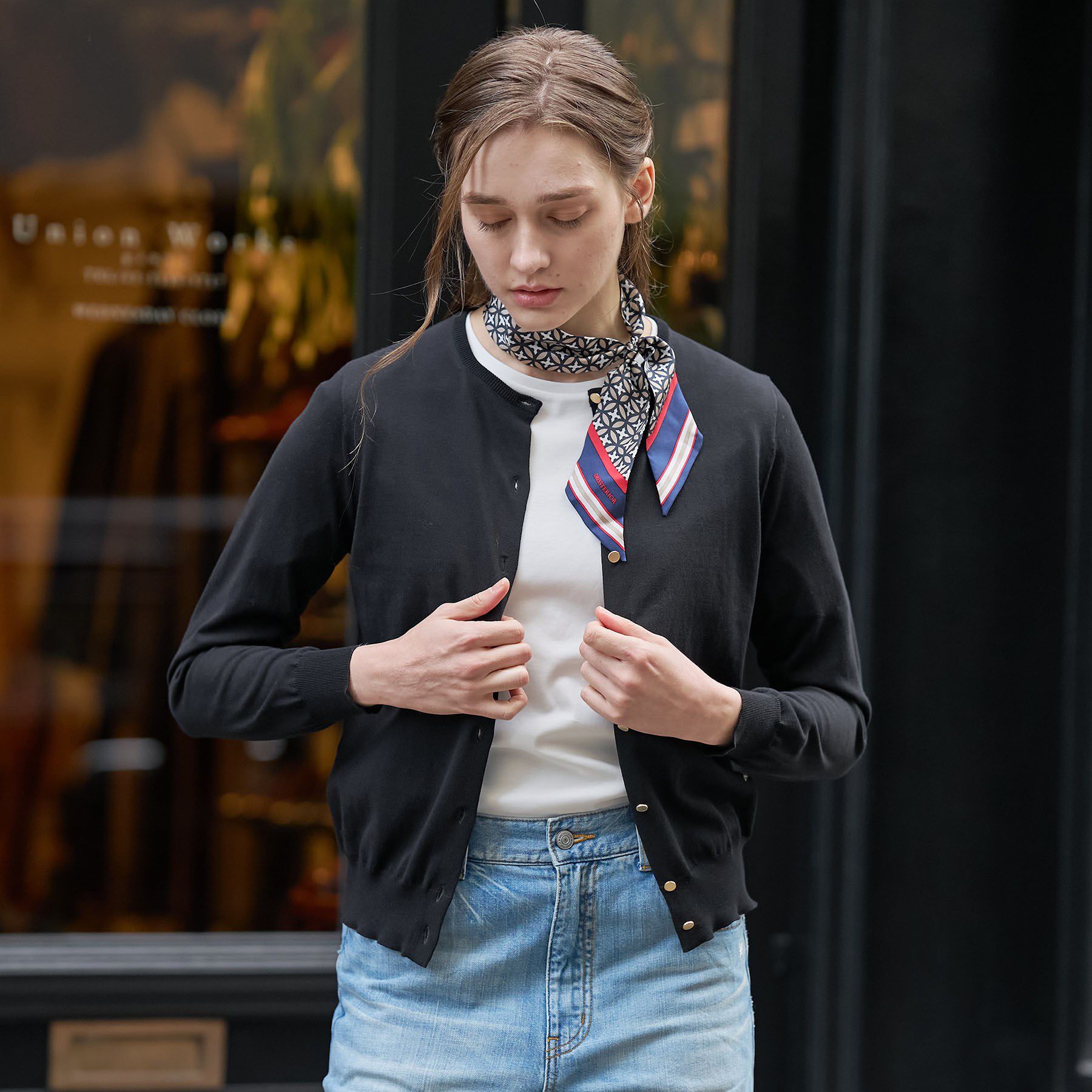 DRESSTERIOR「コットンシルククルーネックカーディガン」|カーディガン|