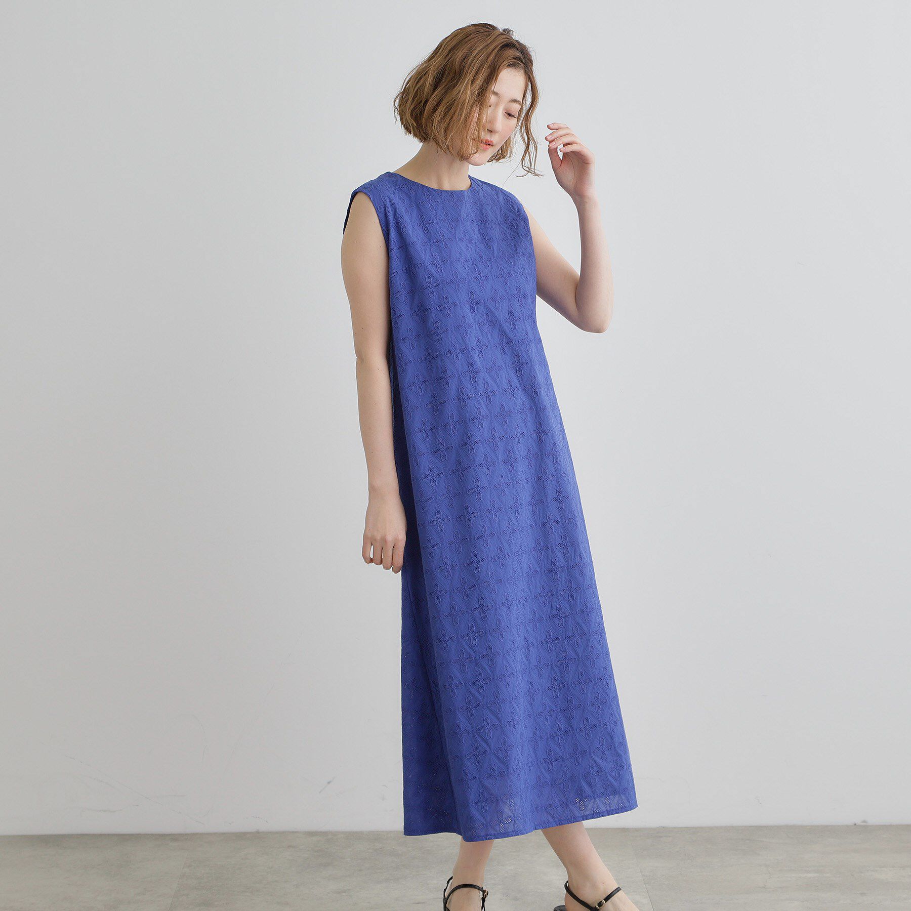 grove「【一枚で華やか】エンブロイダリーレースワンピース」|ワンピース|ブルー(092)