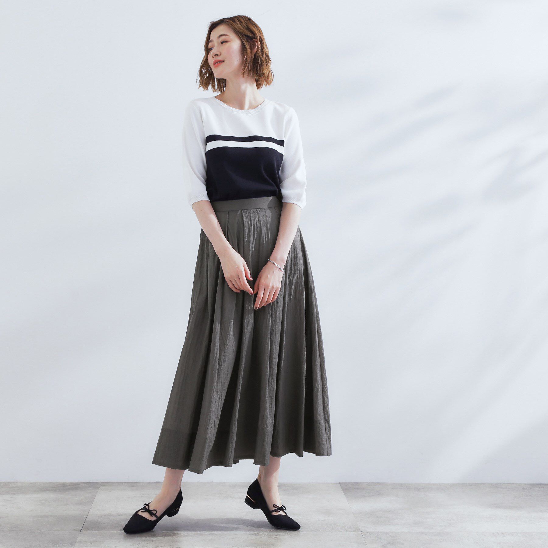 grove「透け感がムードある 大人のタックギャザースカート」|スカート|