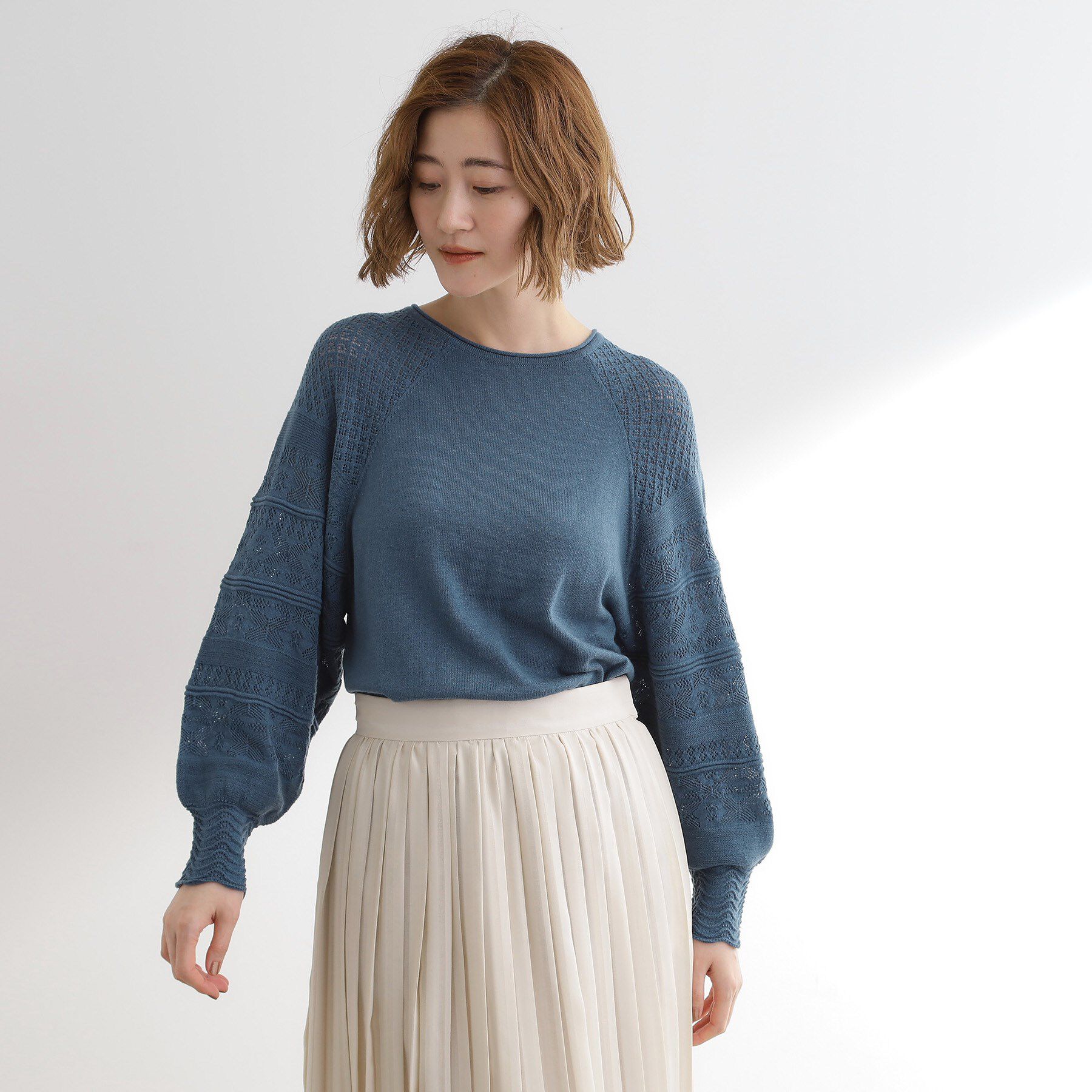 grove「【最終お値下げ！！】袖レース編みラグランスリーブニット」|ニット・セーター|