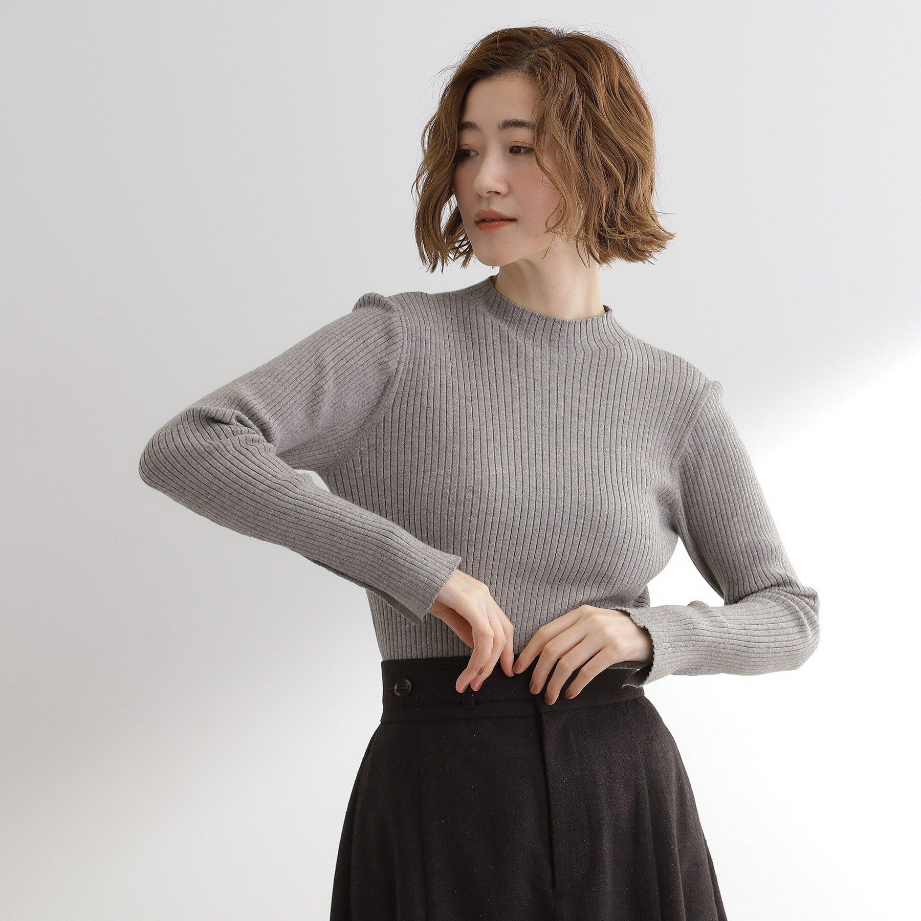 grove「【吸湿発熱／帯電防止】ハイネックリブプルオーバー」|ニット・セーター|