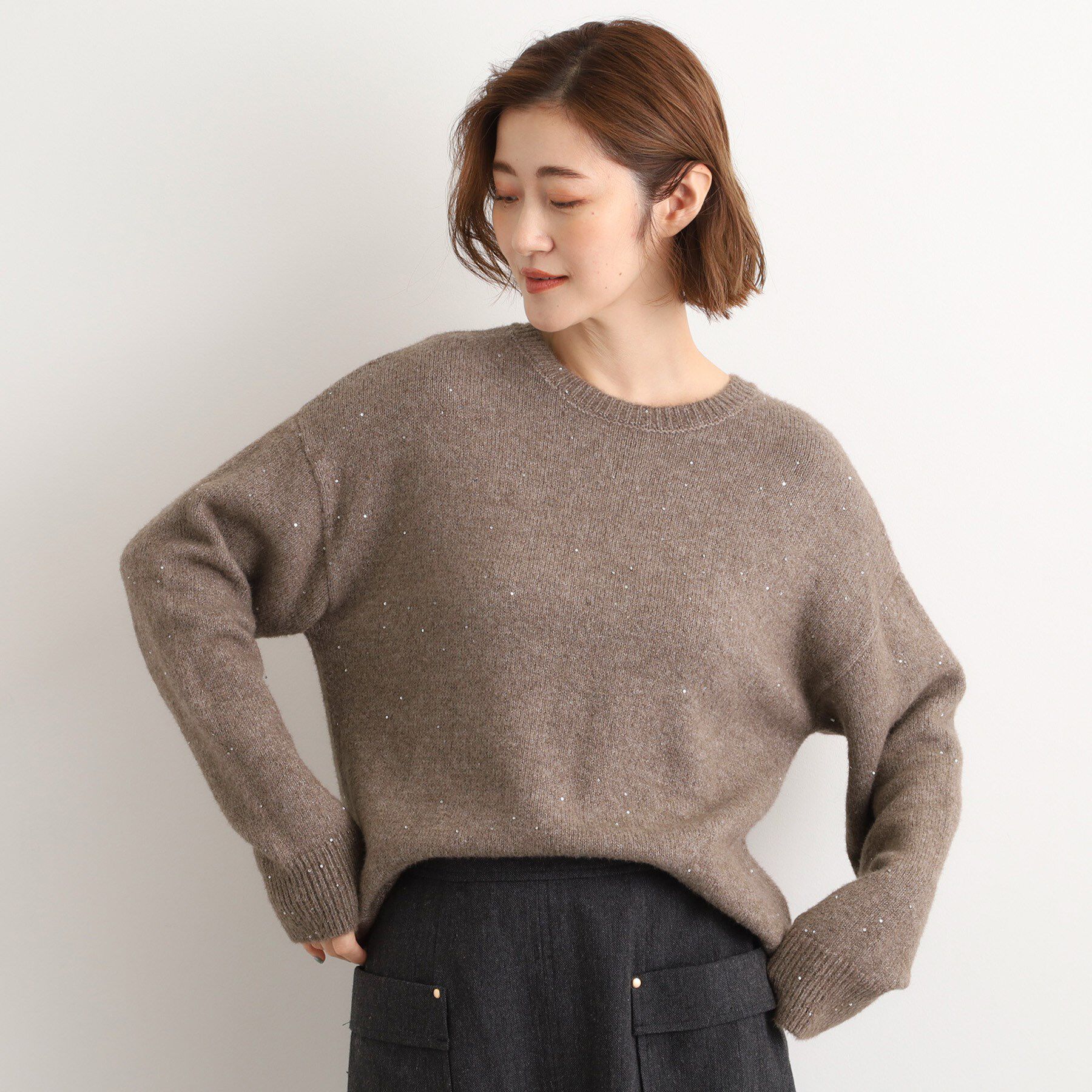 grove「華やぎ冬ニット　ミニスパンコールフェザーニット」|ニット・セーター|
