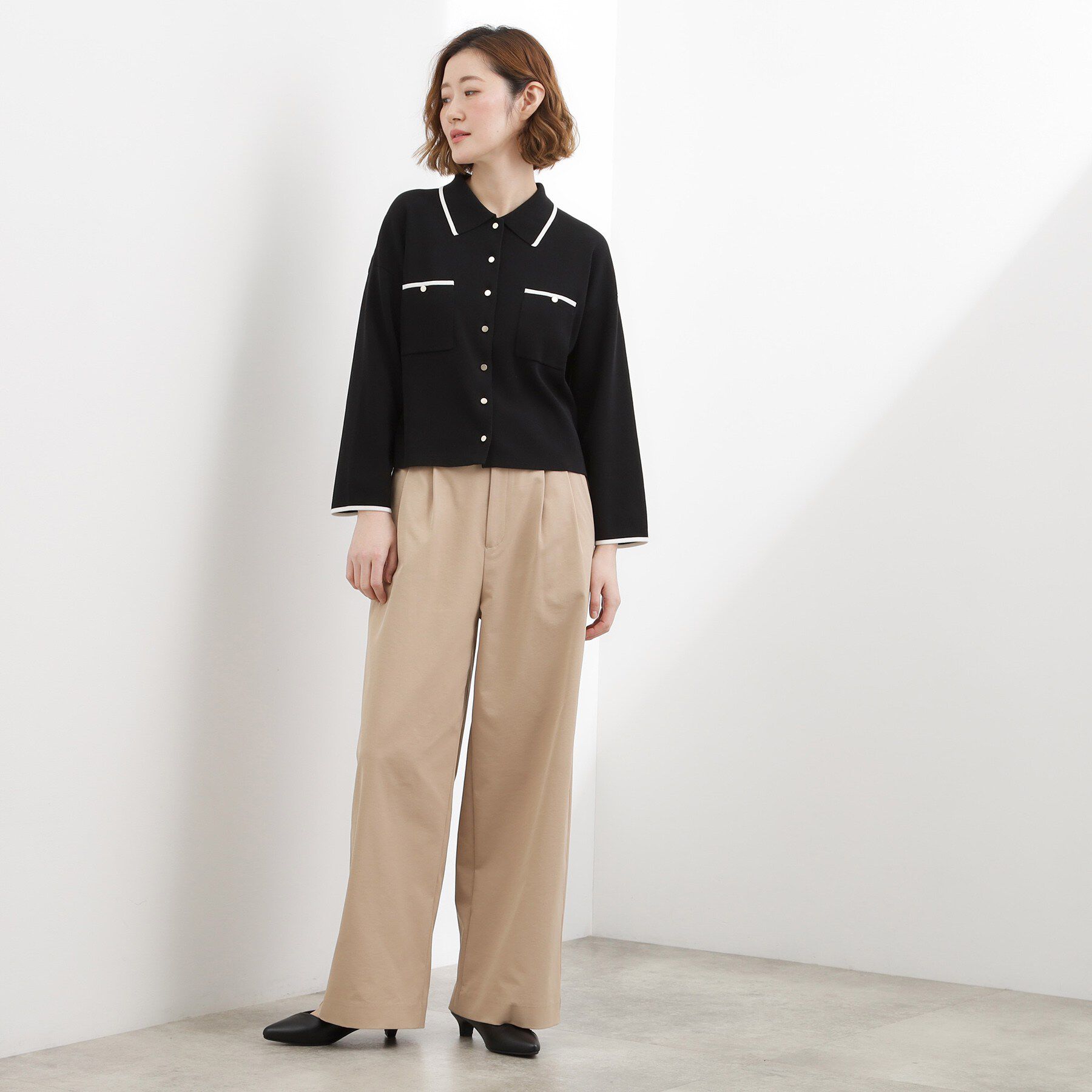 grove「コットンブレンド襟付きカーディガン」|カーディガン|