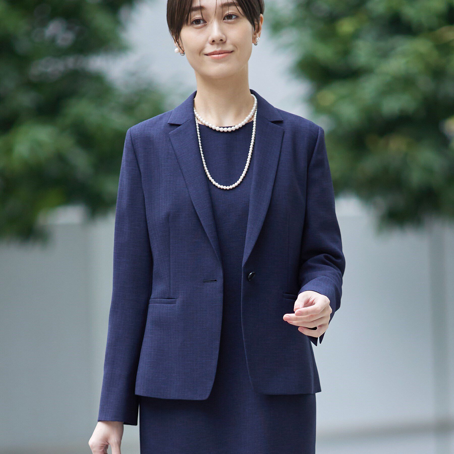 INDIVI「【洗える／スーツ】テーラードカラージャケット」|スーツ|ネイビー(694)