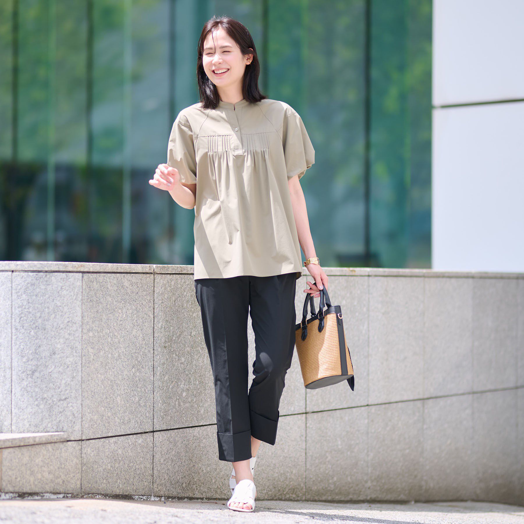 INDIVI「【通気性◎撥水／UV／SETUP可能】アクティブブラウス」|シャツ・ブラウス|