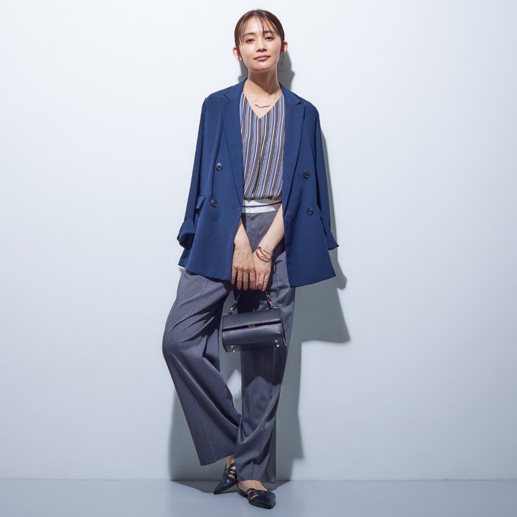 INDIVI「【洗える／通勤】マルチストライプブラウス」|シャツ・ブラウス|