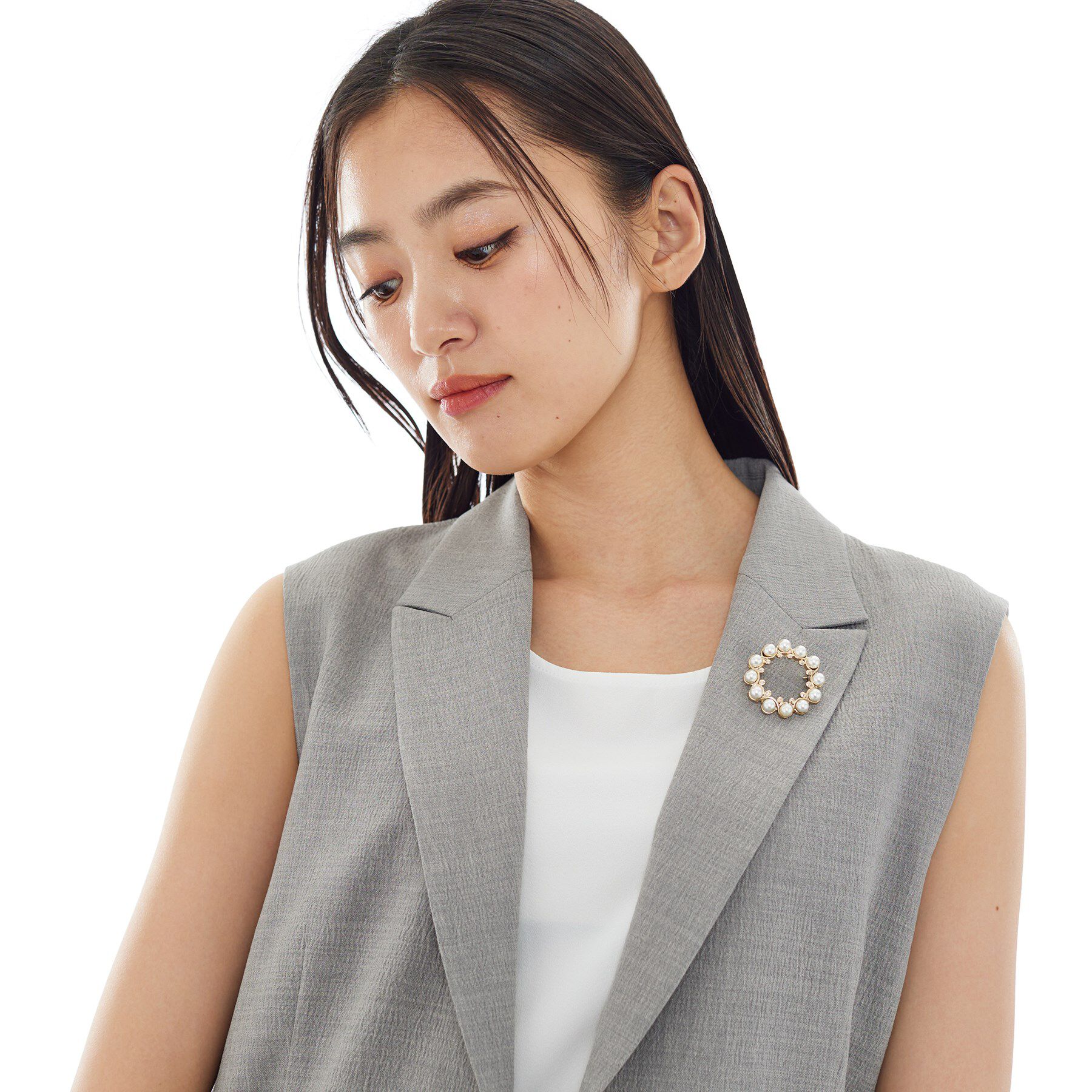 INDIVI「【セレモニー／デイリー】パール調リングブローチ」|ブローチ・コサージュ|
