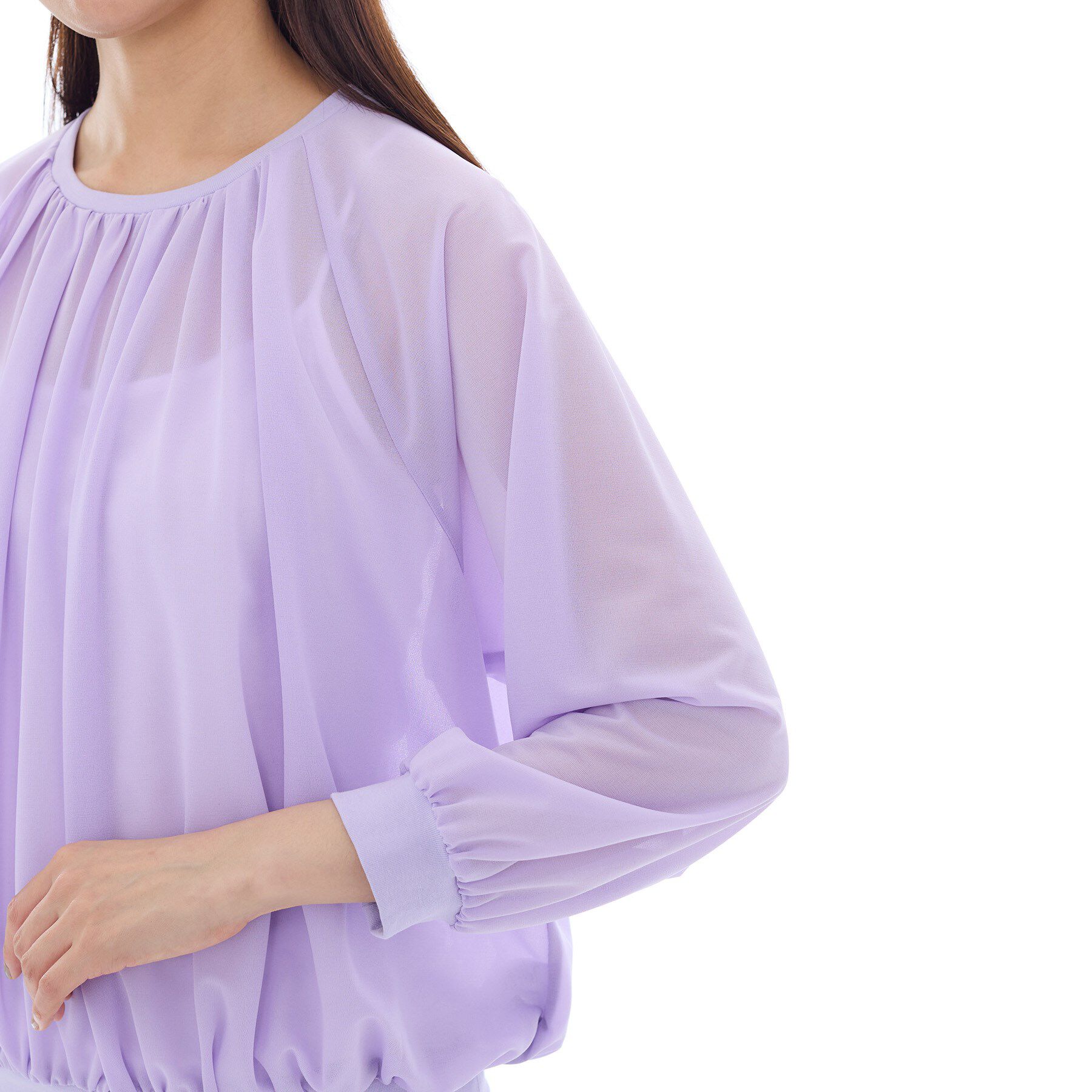 INDIVI「【体型カバー／マシンウォッシュ対応】シアージャージトップス」|Tシャツ・カットソー|