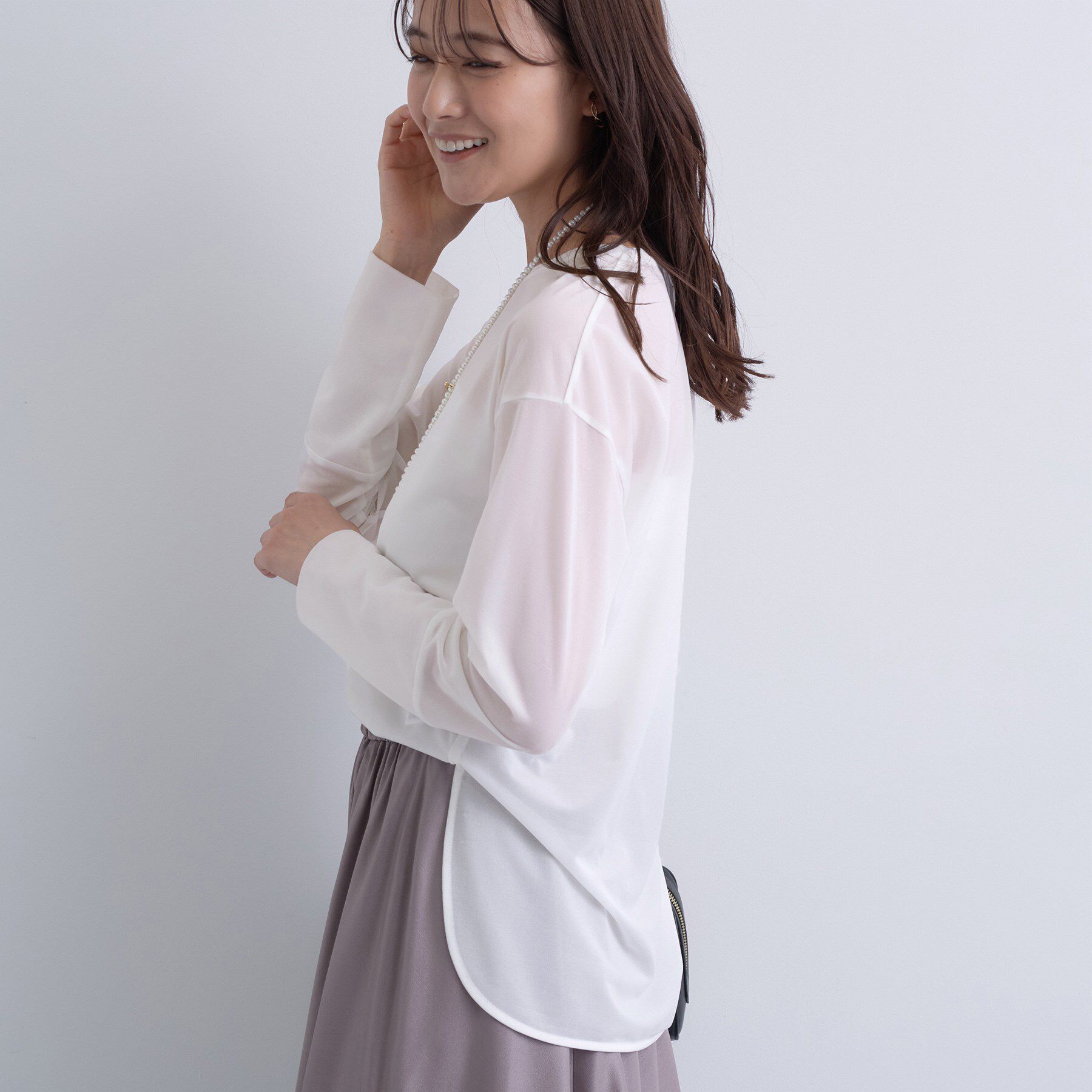 INDIVI「ストレッチシアーロングTシャツ」|Tシャツ・カットソー|