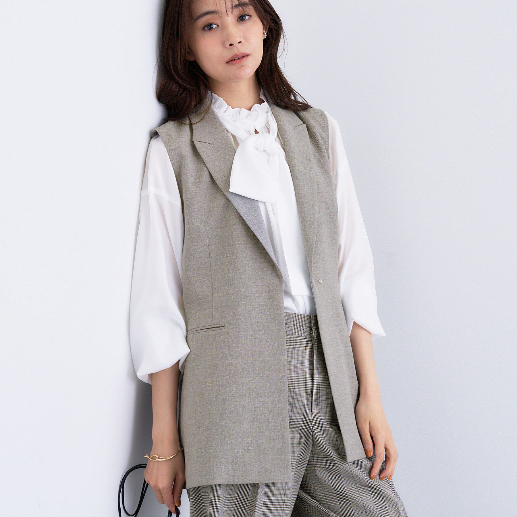 INDIVI「【セットアップ可能】凹凸ストレッチ素材テーラードカラージレジャケット」|テーラードジャケット|