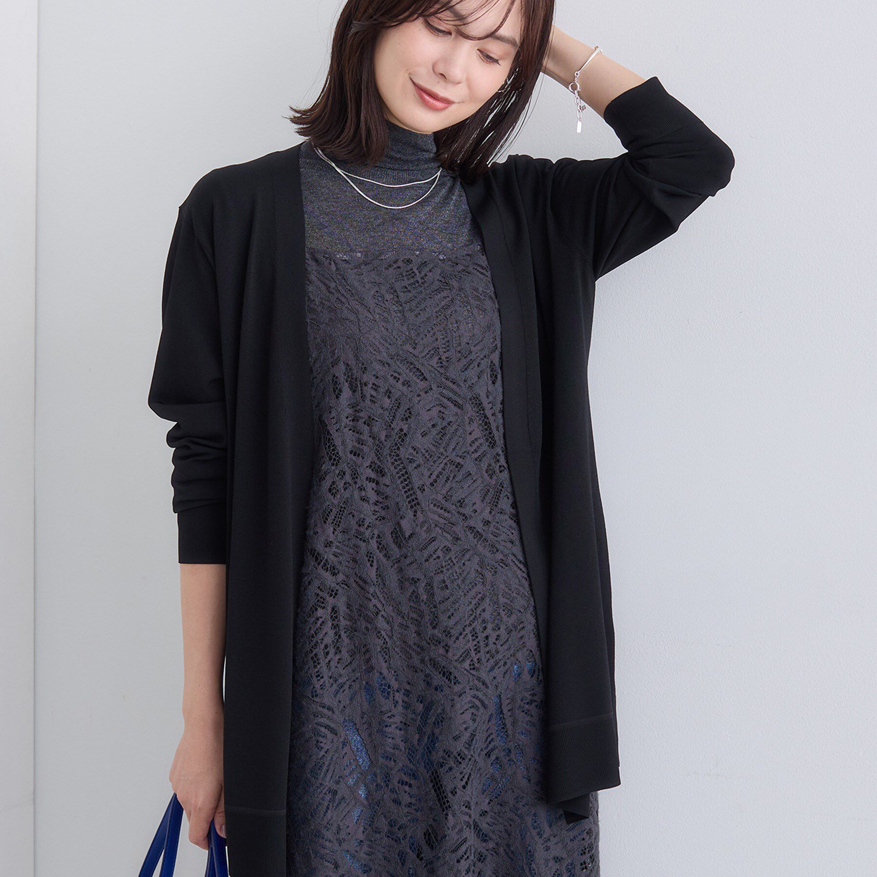 INDIVI「【洗える】着流しロングカーディガン」|カーディガン|