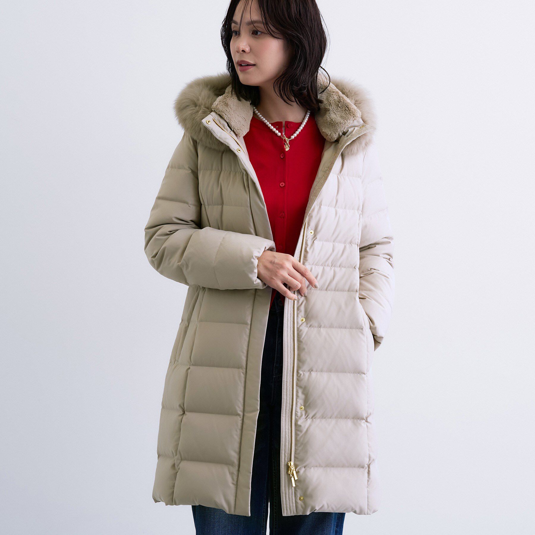 INDIVI「【名品／撥水／抗菌防臭】ロング丈リサイクルダウンコート」|ダウン|