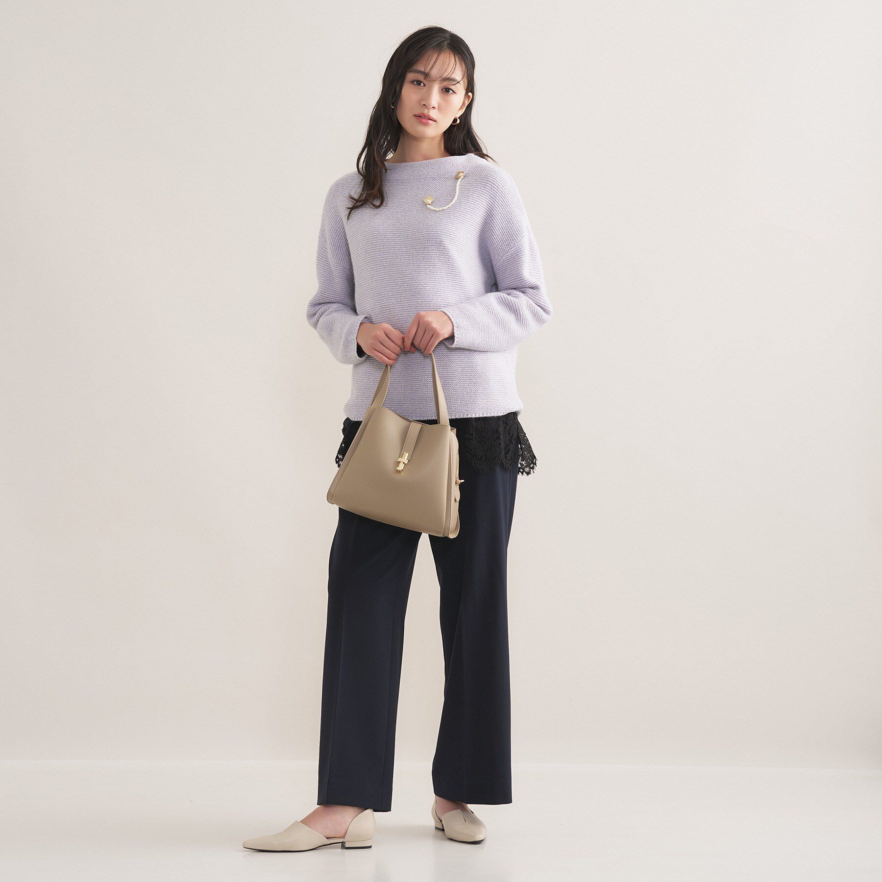 INDIVI「【洗える／大人ラメ】カラーMIXボトルネックニット」|ニット・セーター|