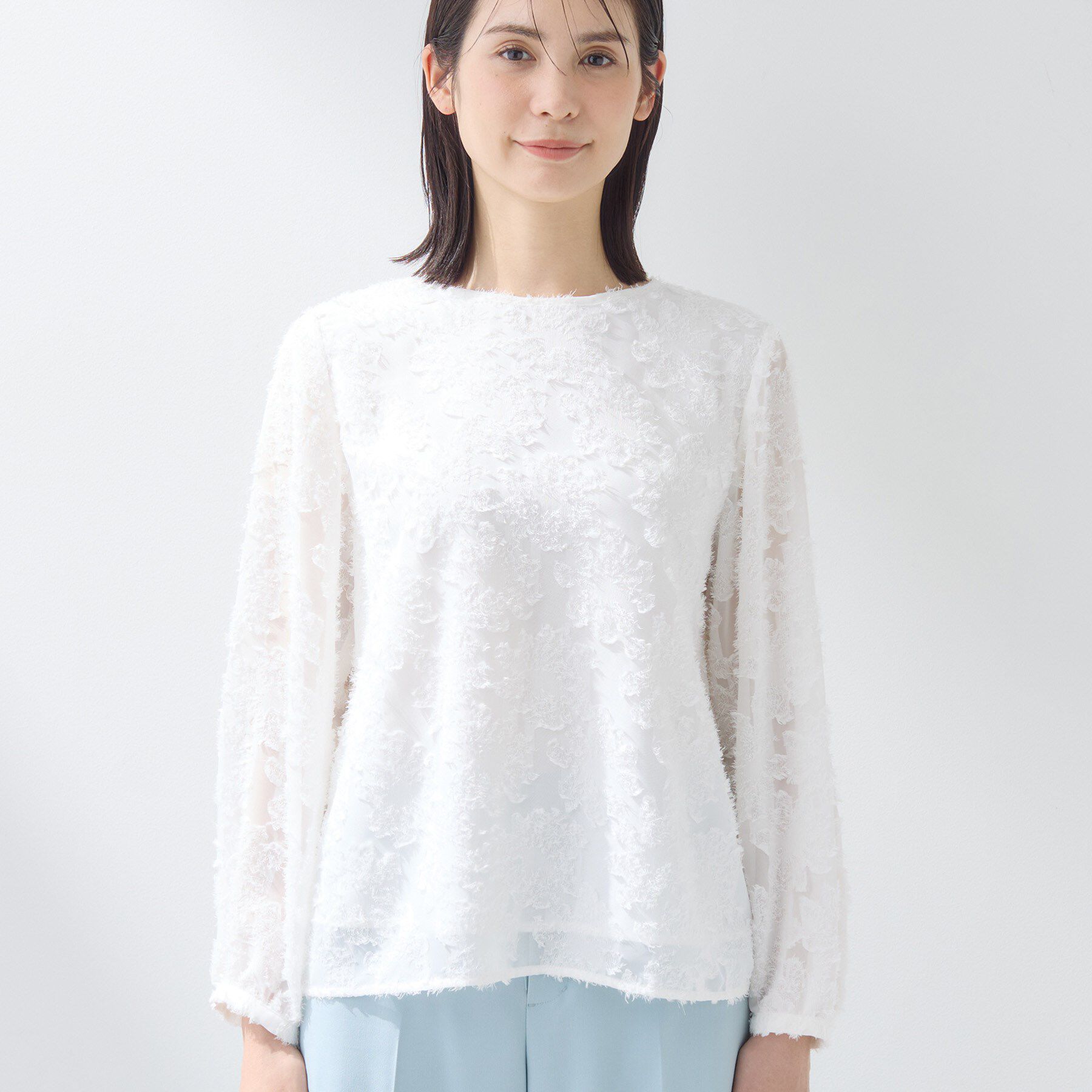 INDIVI「【華やか／大人シアー／セレモニー】カットフリンジブラウス」|シャツ・ブラウス|