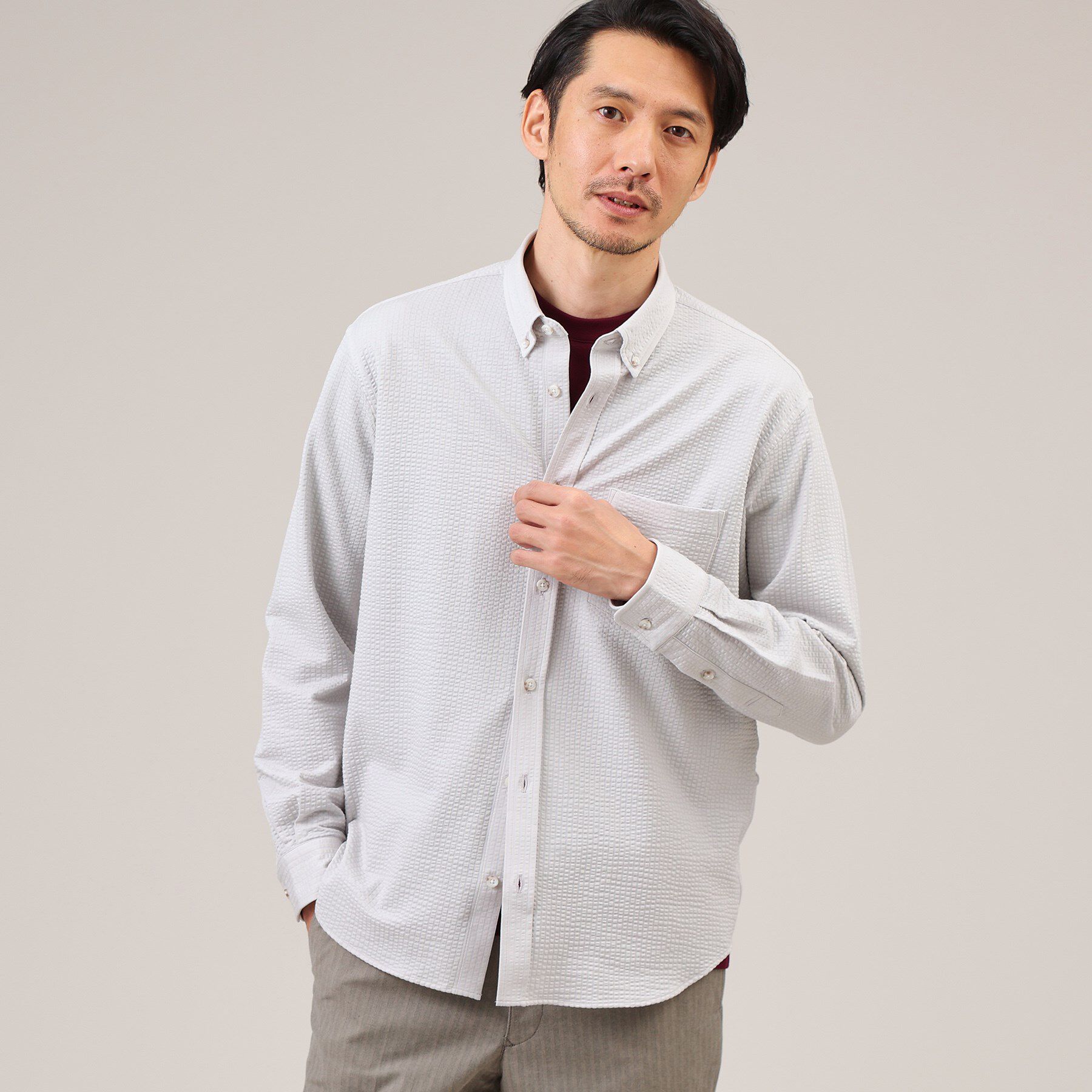 TAKEO KIKUCHI「【抗菌防臭/シーズンレス】シアサッカー ジャージシャツ」|シャツ・ブラウス|